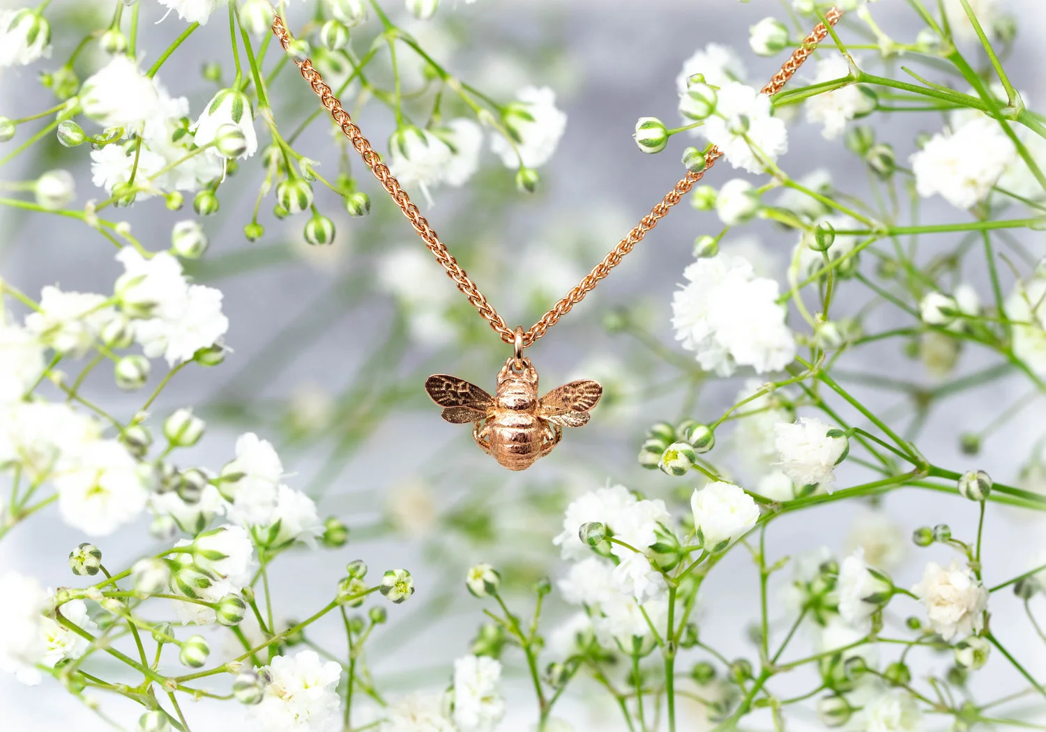  Our 9ct Rose Gold Bee Pendant. 
