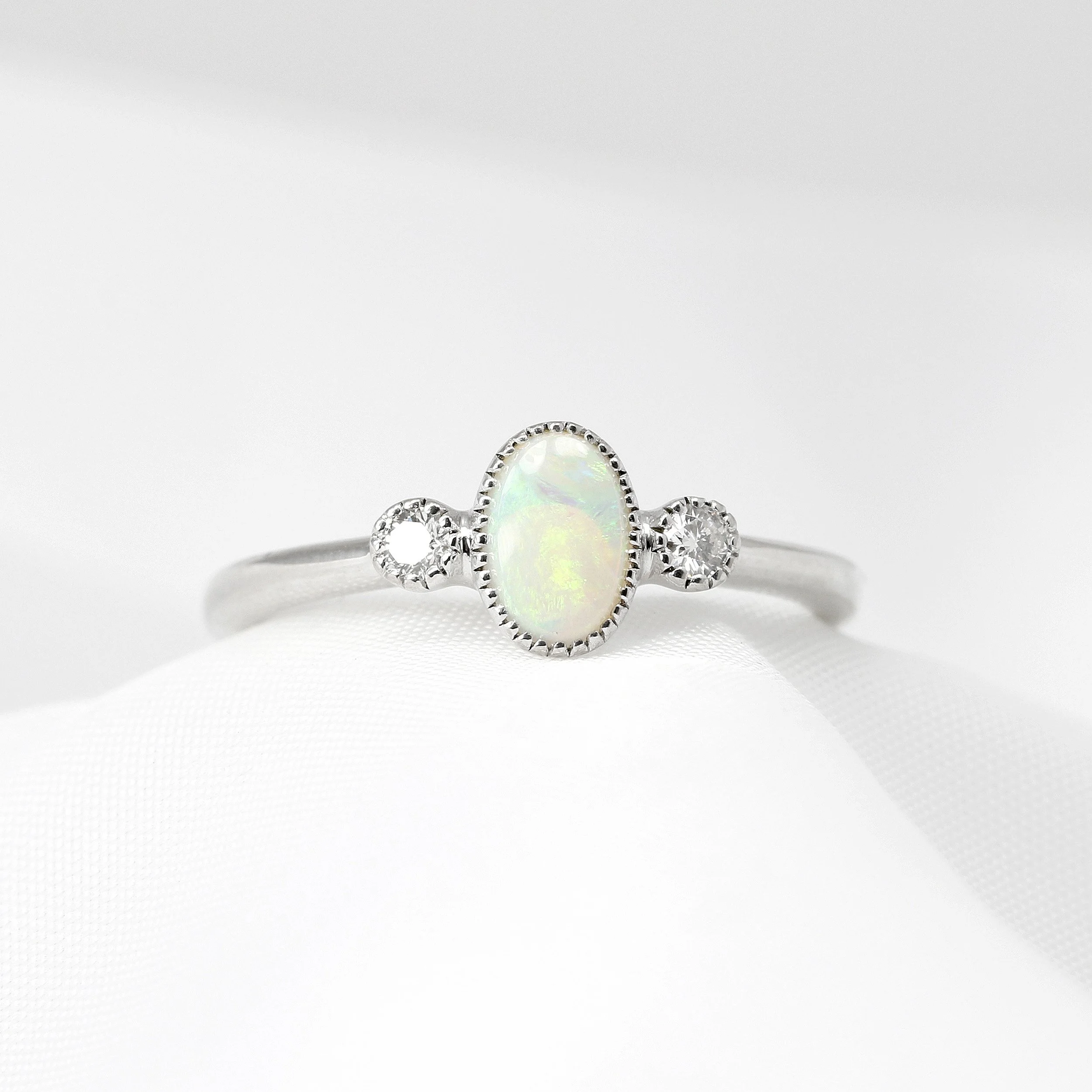   White Gold Opal & Diamond Jardin Des Delices Ring   