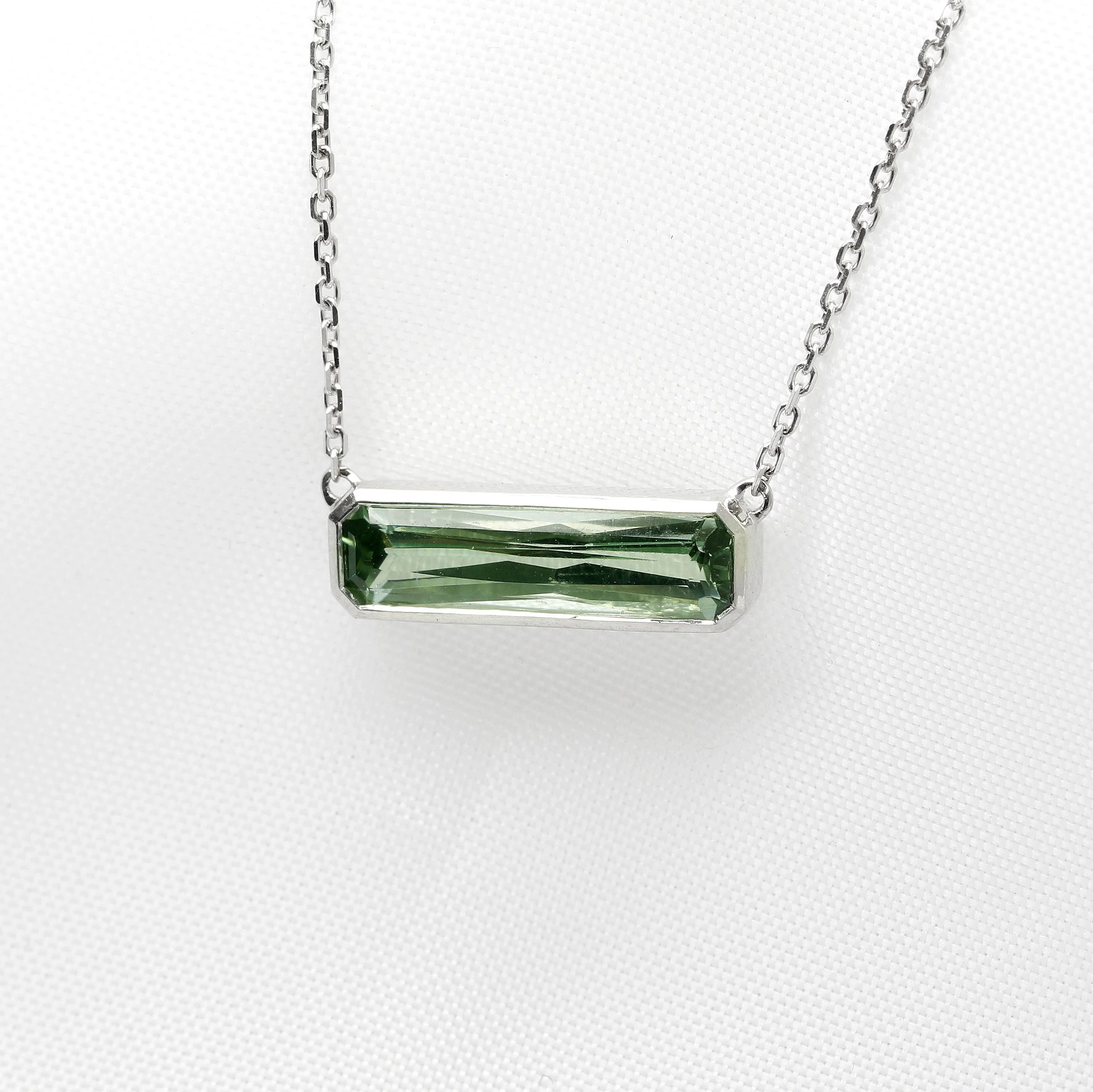  Green Tourmaline Pendant in 9 ct White Gold £575.00 