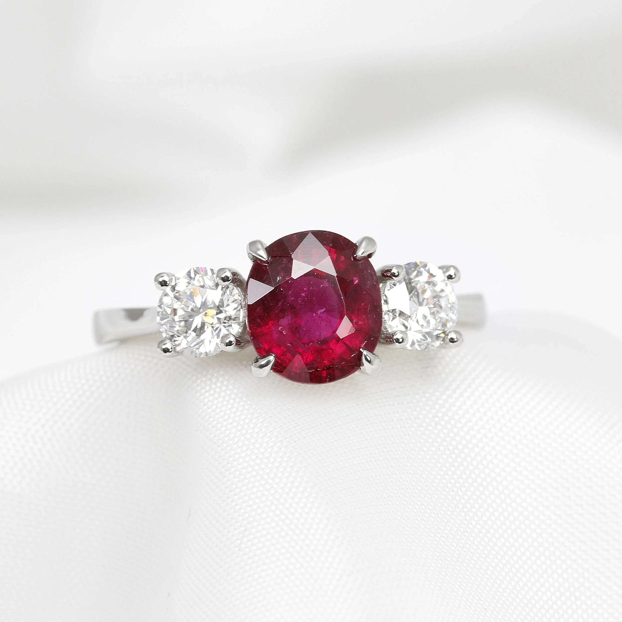  Rubellite Tourmaline & Diamond Three Stone Ring £3,475.00 