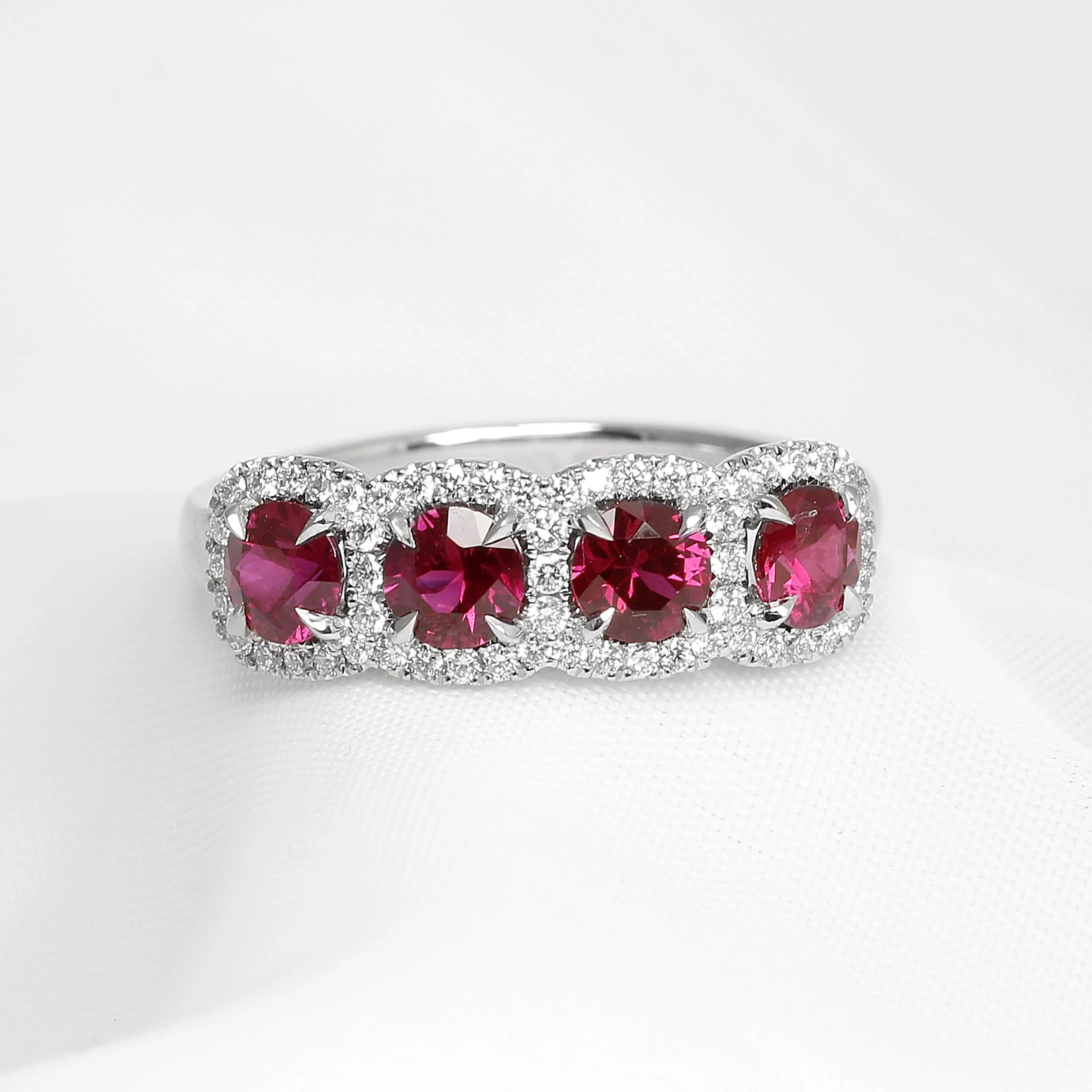 Ruby & Diamond Halo Ring in Platinum £3,725.00 