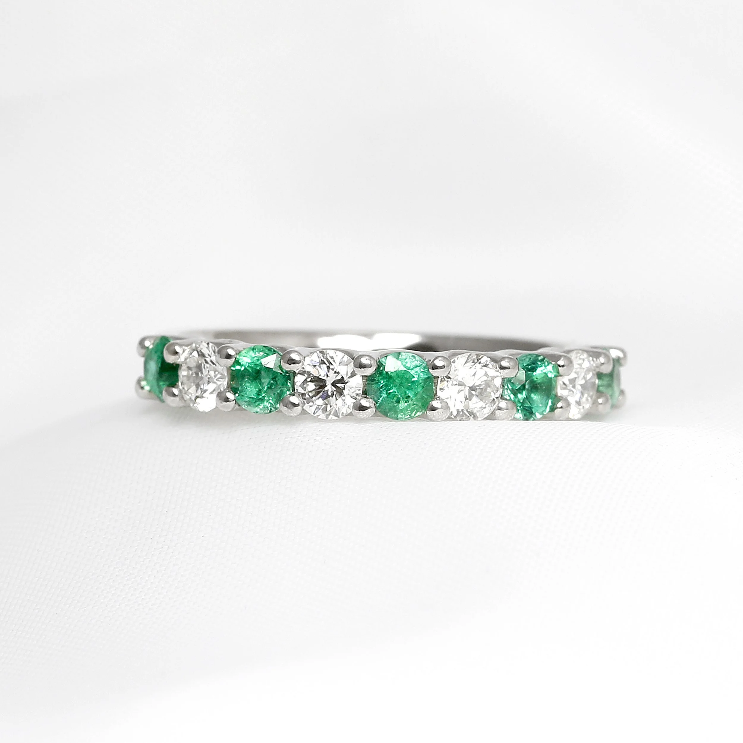  Emerald & Diamond Half Eternity Ring in Platinum £2,025.00 