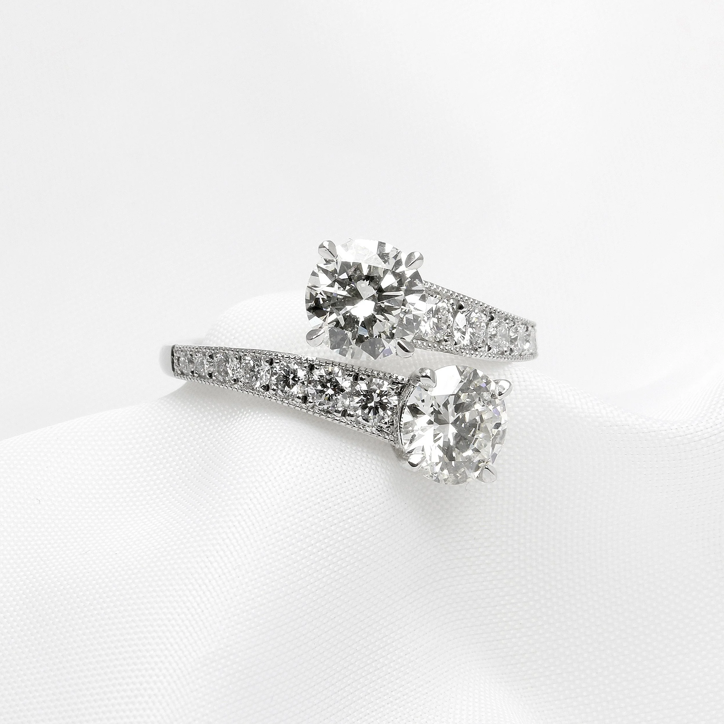  Two Diamond Cross Over Ring in Platinum £10,500.00 