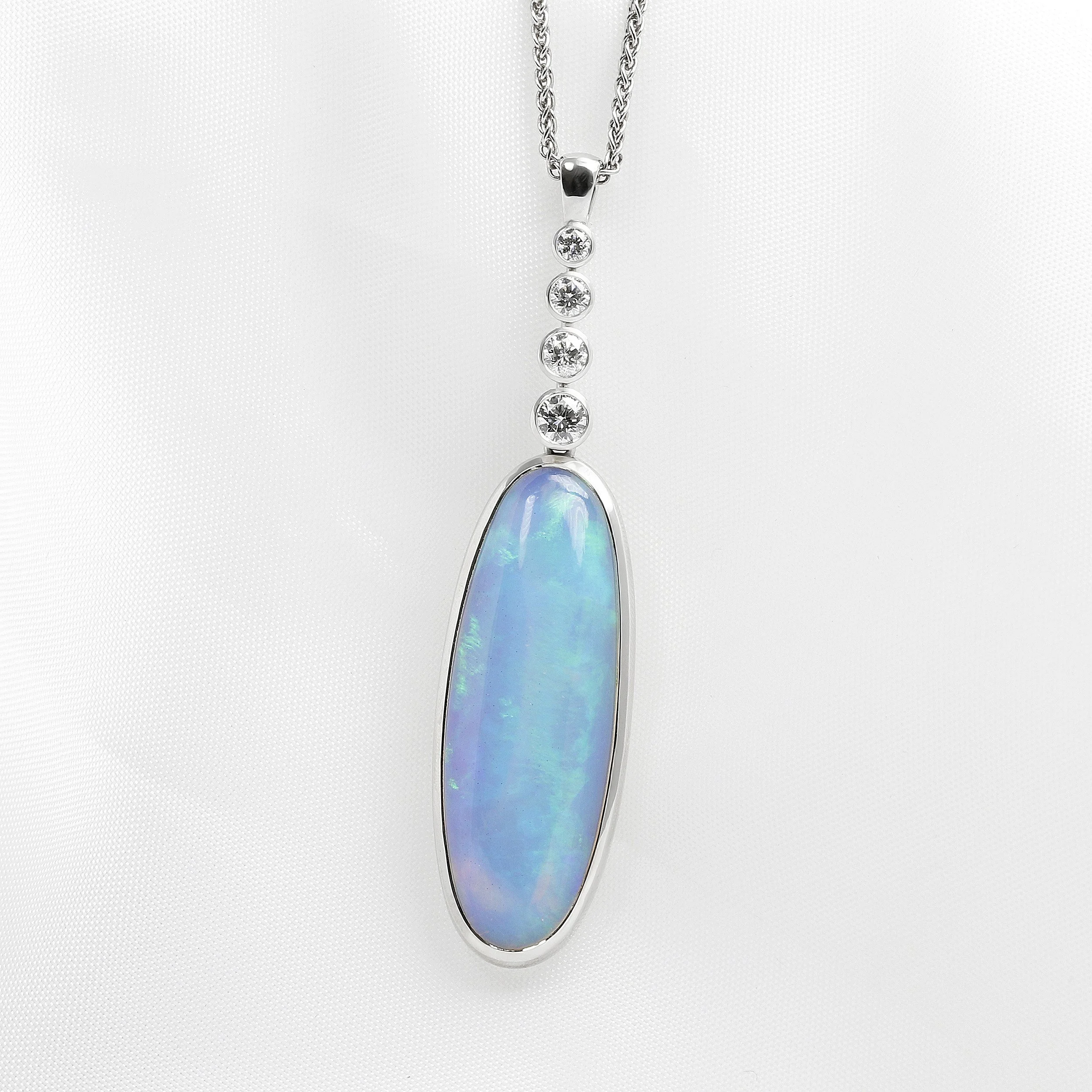   Opal and diamond drop pendant   
