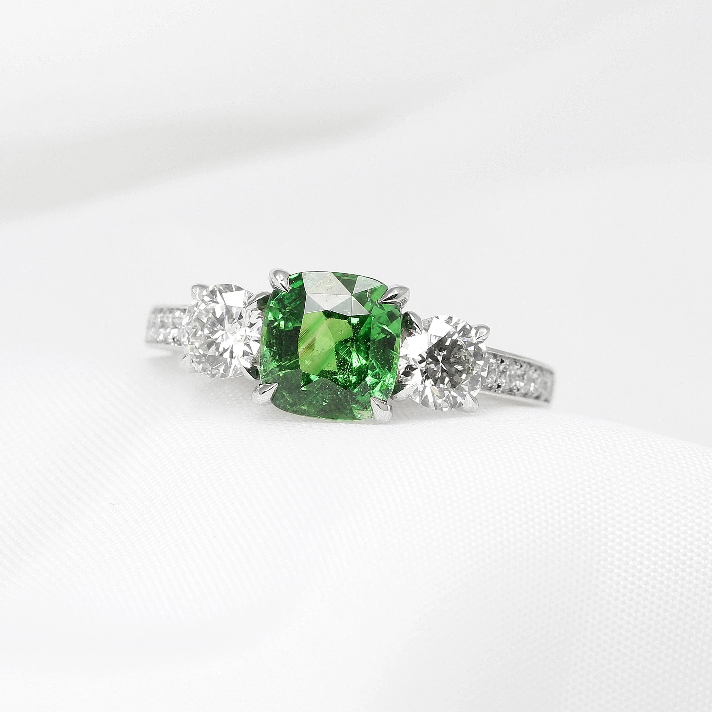  Tsavorite and Diamond Ring in Platinum £4,025.00 