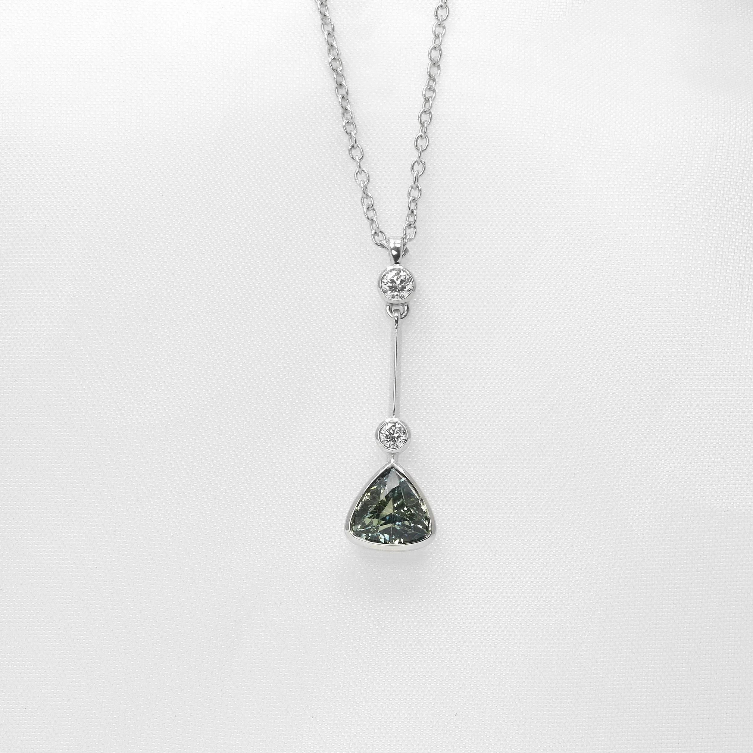  Teal Sapphire and Diamond Drop Pendant £1,400.00 