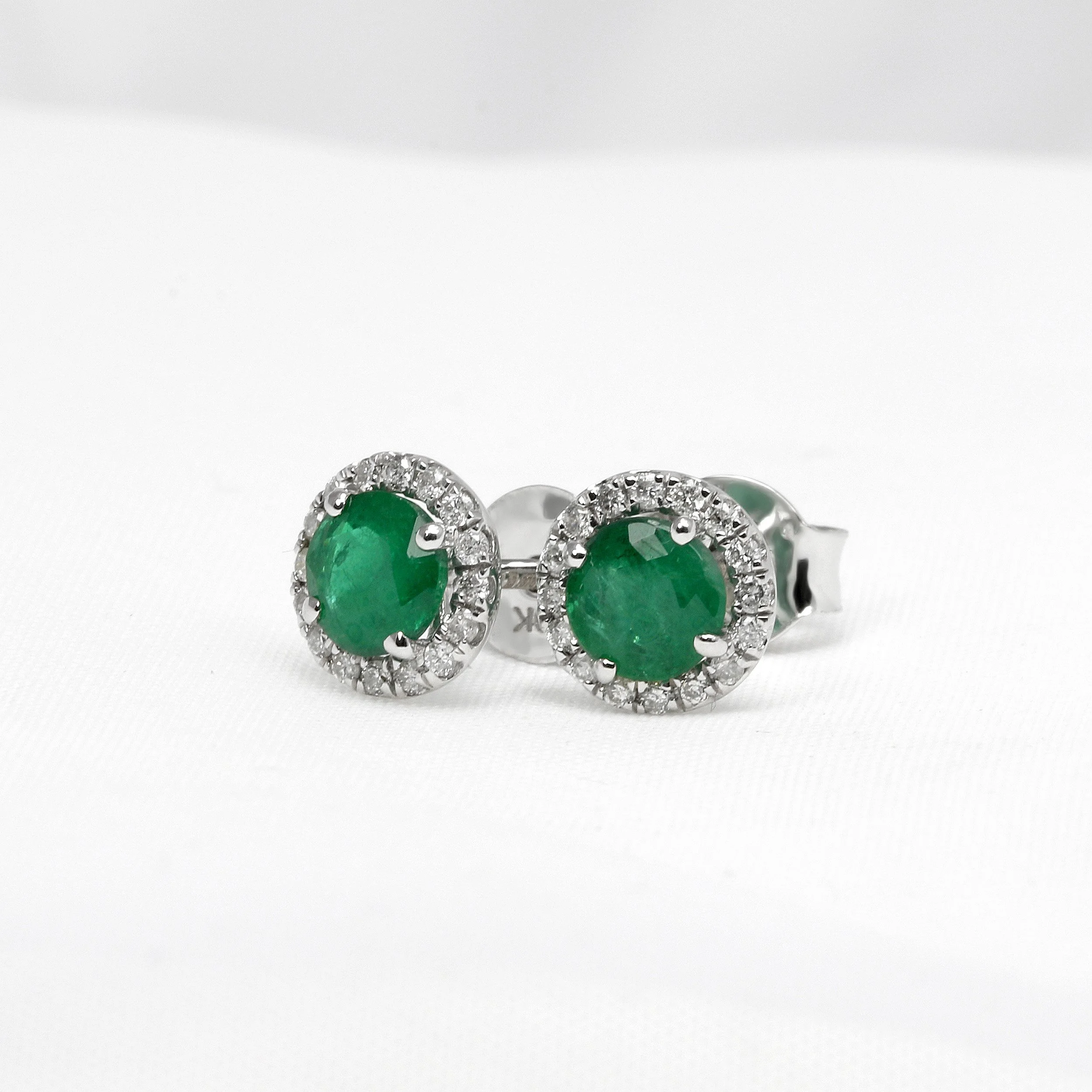  Emerald & Diamond Halo Cluster Earrings in White Gold £795.00 