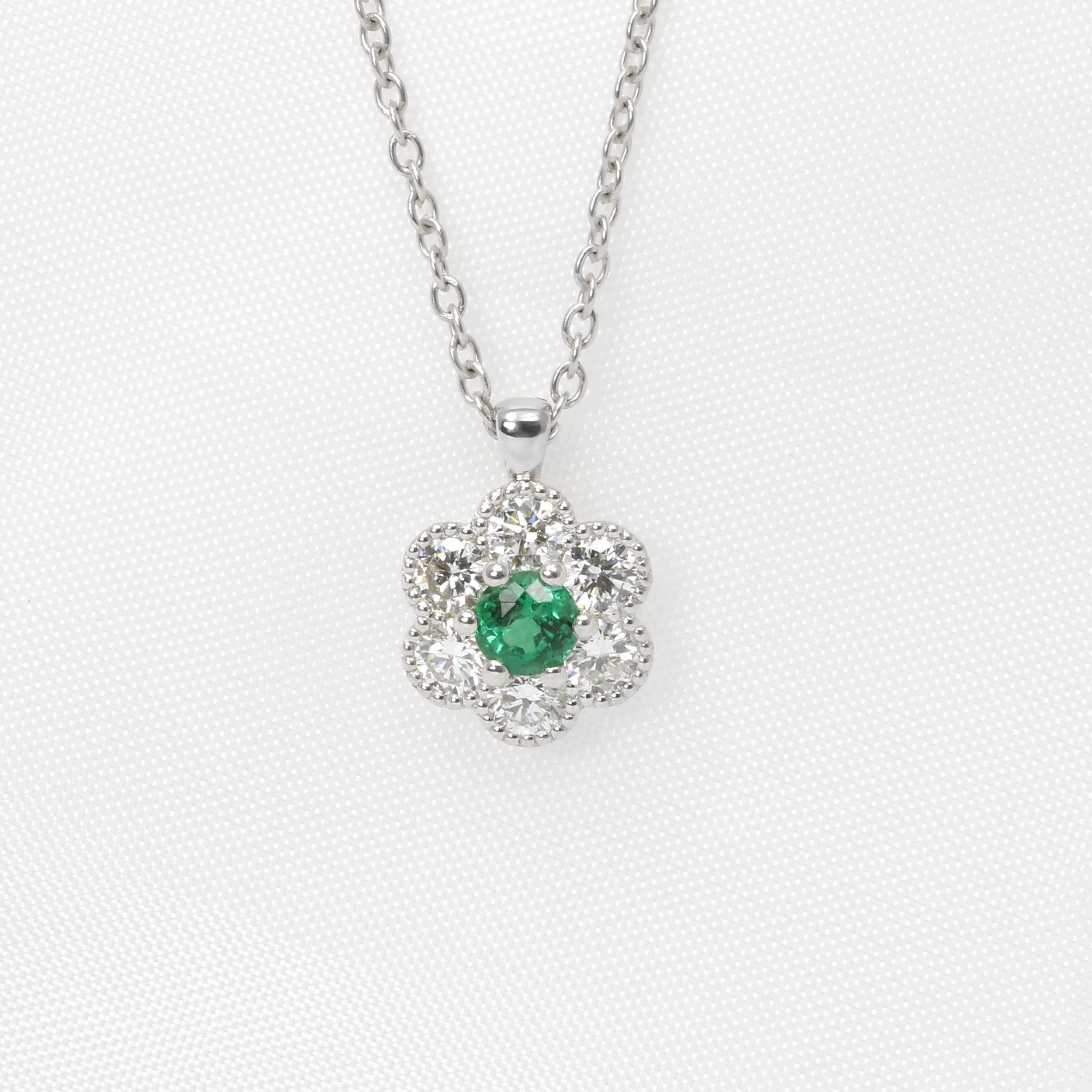  Emerald and Diamond Daisy Cluster Pendant £1,625.00 