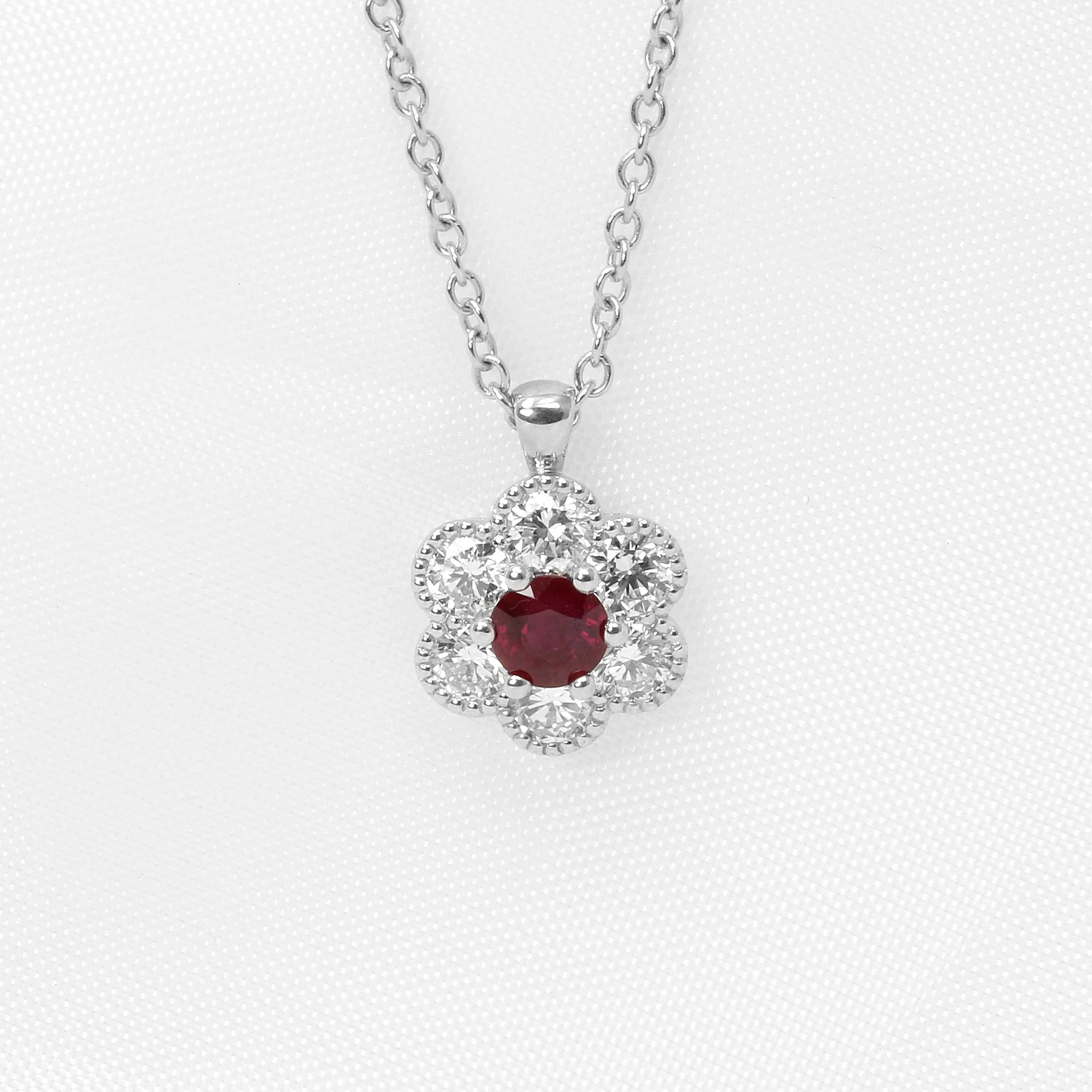  Ruby and Diamond Daisy Cluster Pendant £1,495.00 