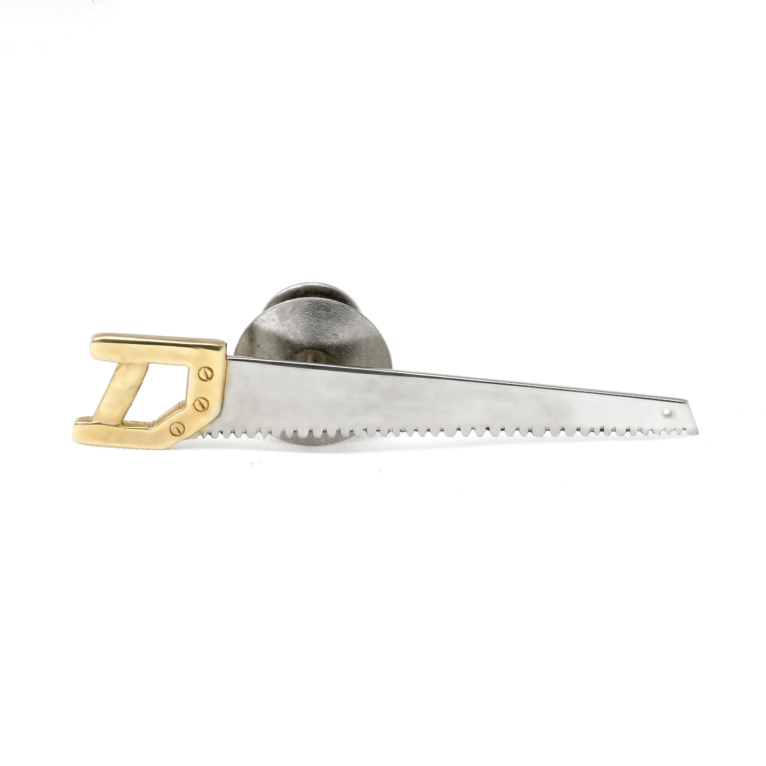  Carpenter's Saw Tie Pin in 9 ct Yellow and White Gold £195.00 