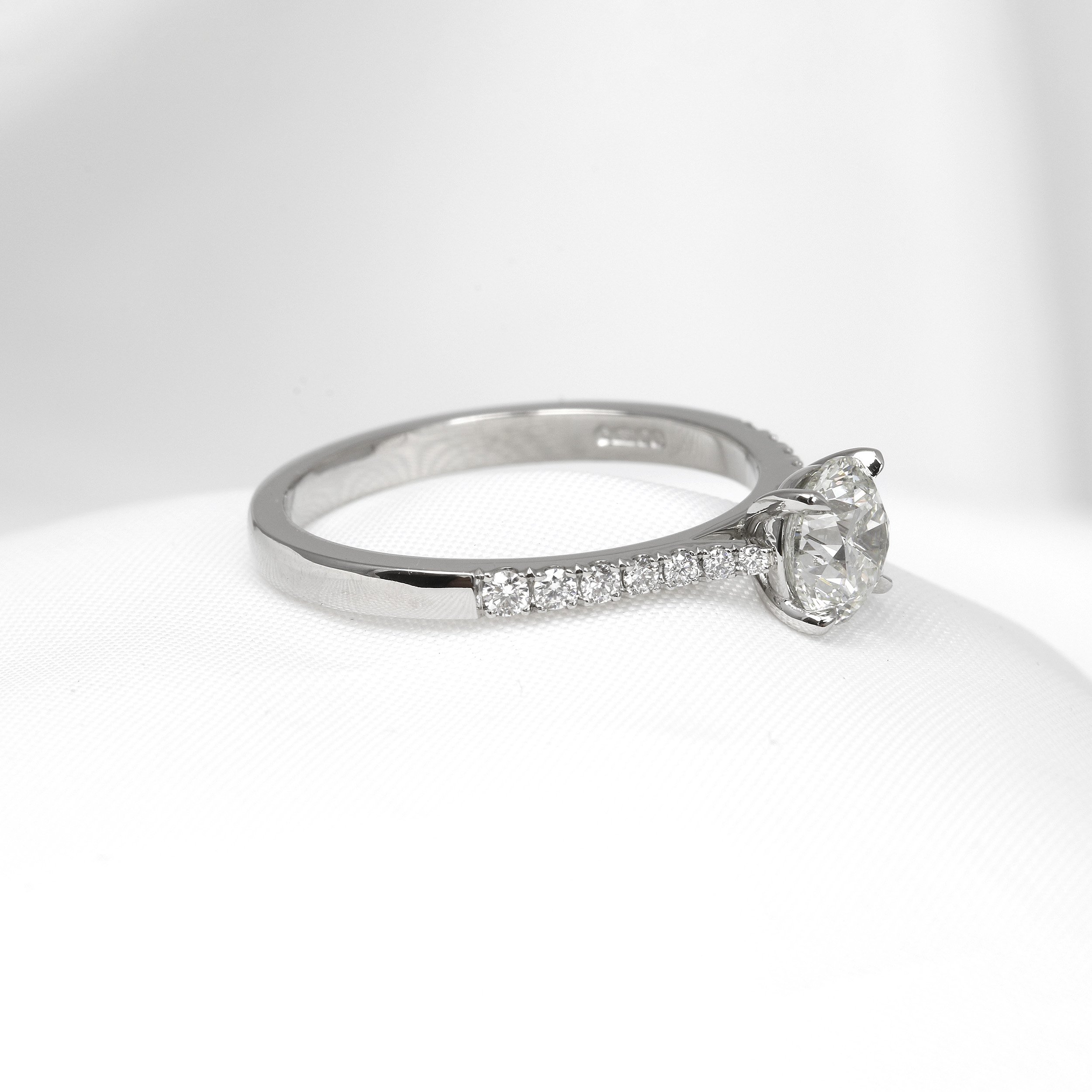 Solitaire Diamond Ring with Stone Set Shoulders in Platinum