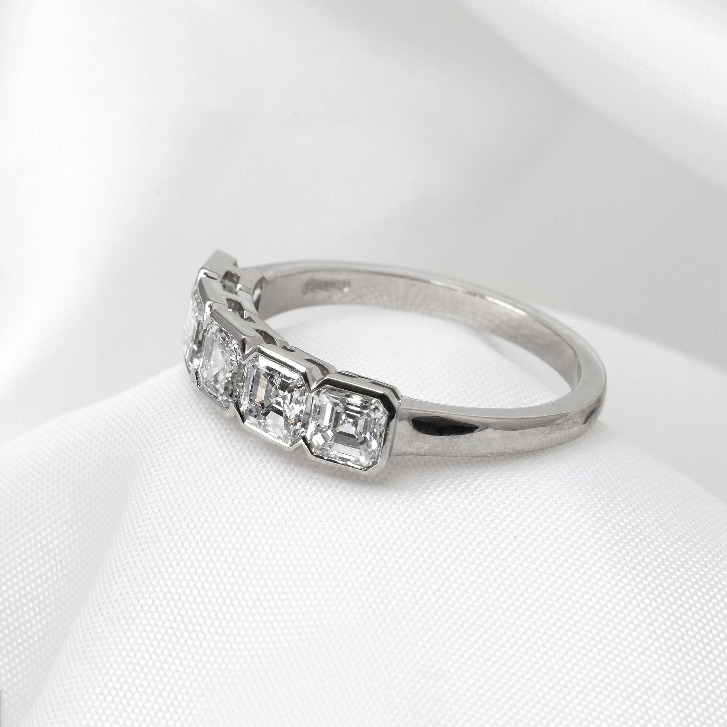 Asscher Cut Diamond Five Stone Ring in Platinum