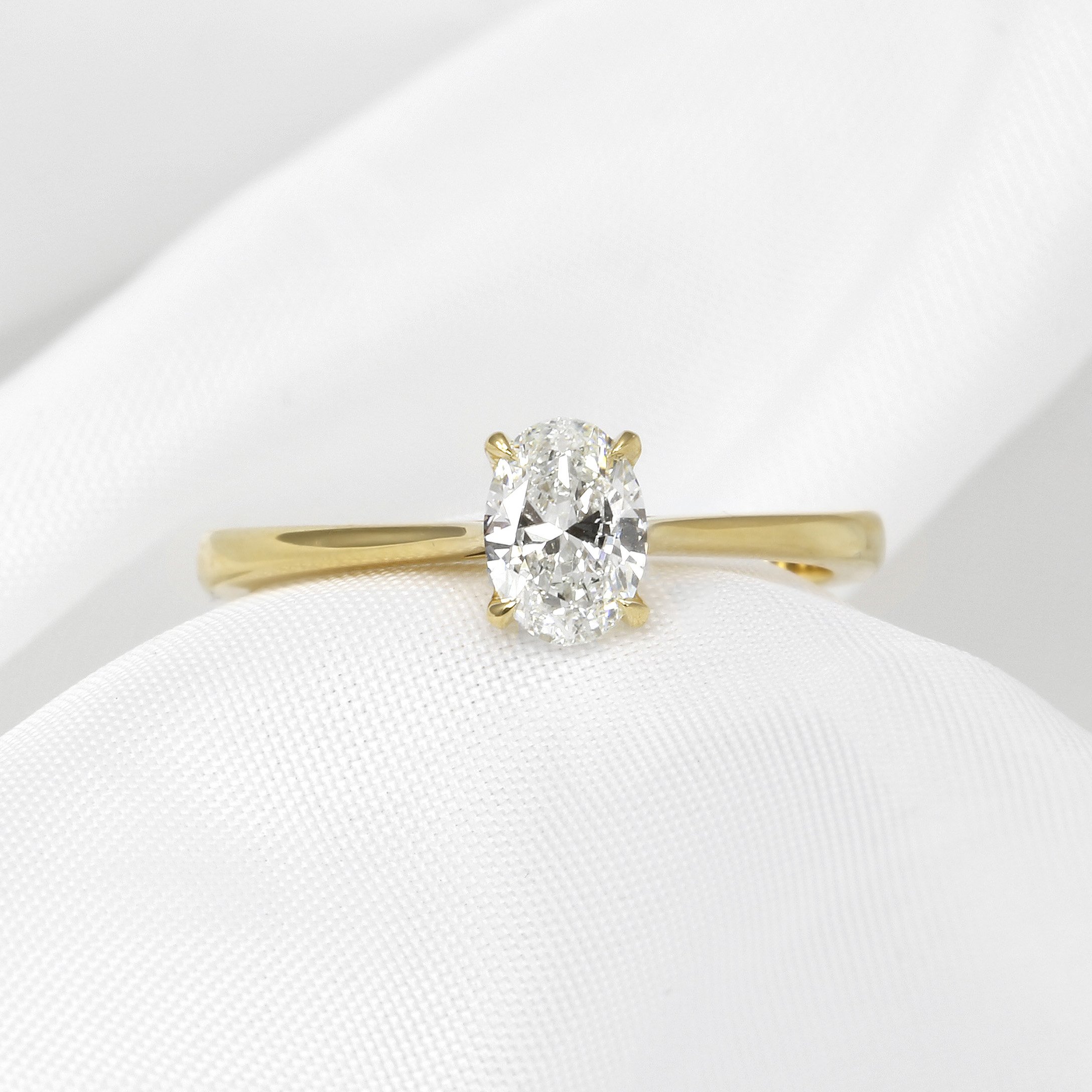 Oval Solitaire Diamond Ring in 18ct Yellow Gold