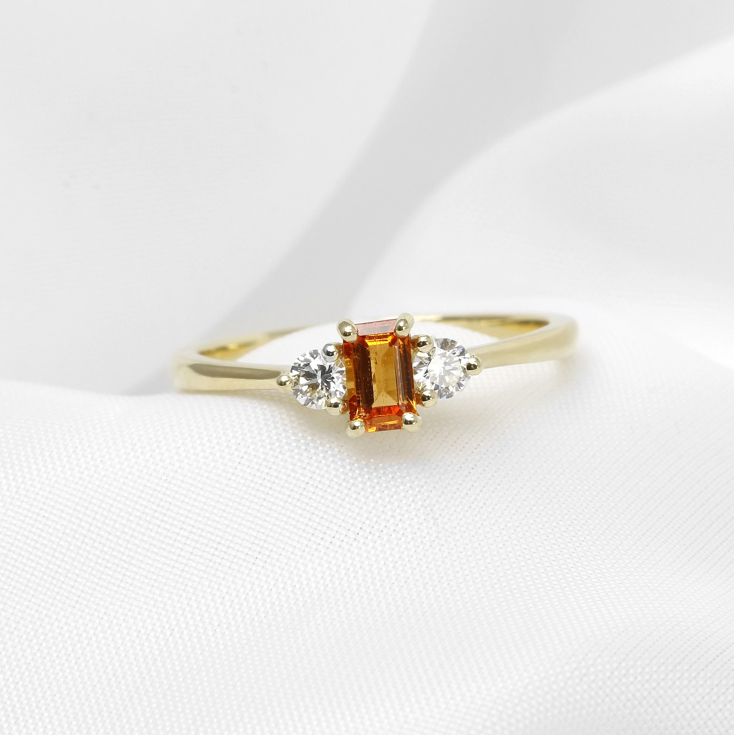  Mandarin Garnet and Diamond Ring in Yellow Gold £875.00  