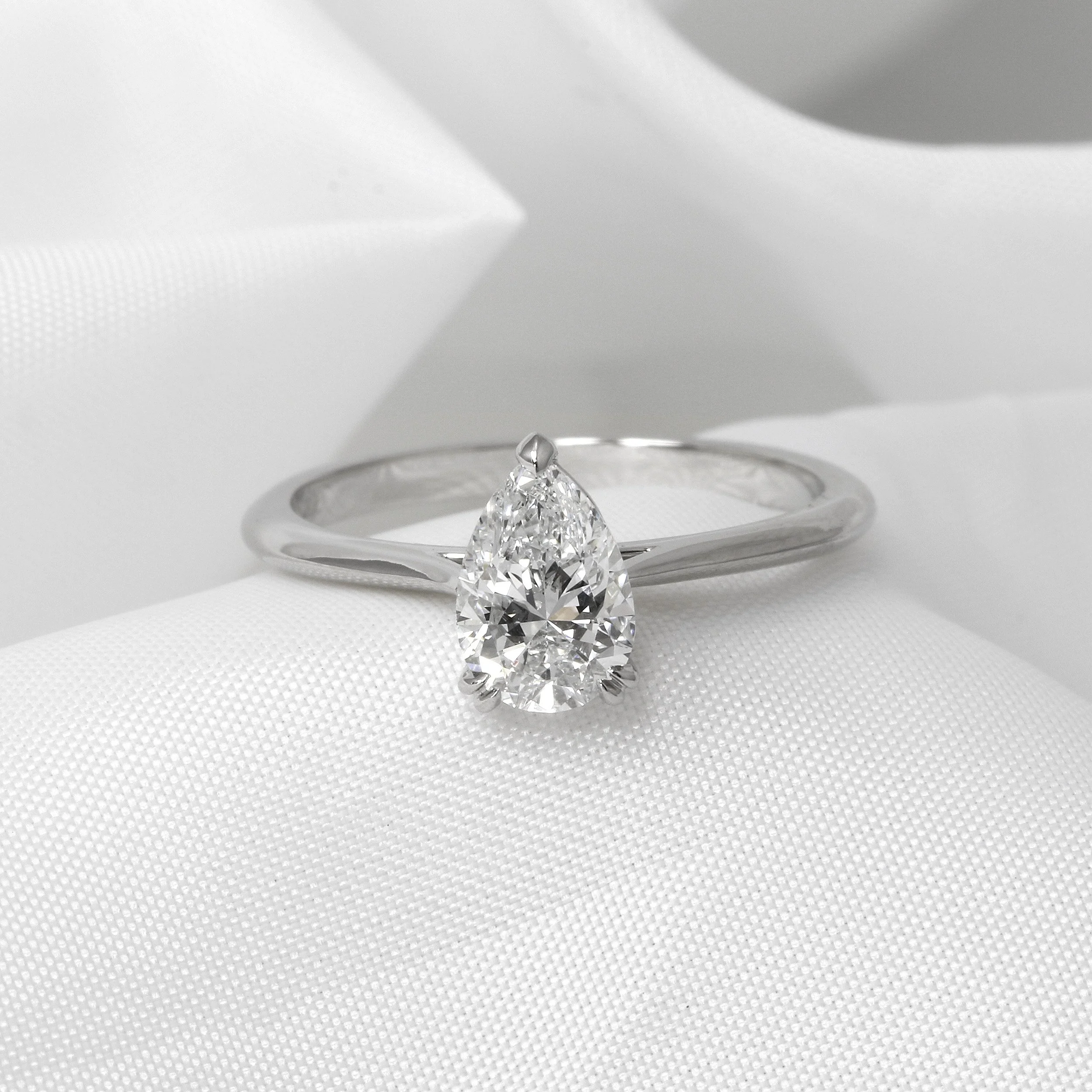1.00ct Laboratory Created Pear Shaped Diamond Ring in Platinum