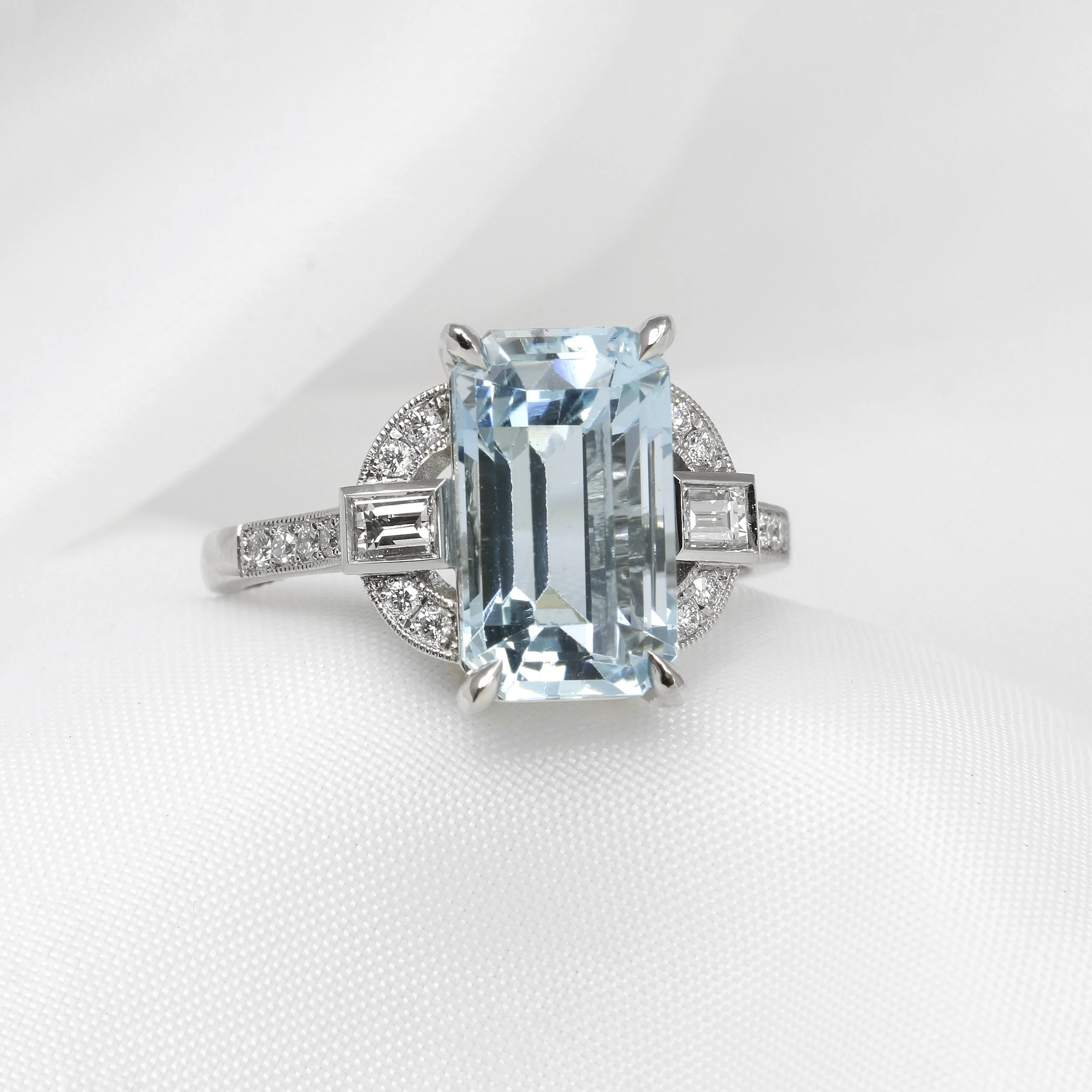  Aquamarine and Diamond Ring in Platinum £2,995.00 