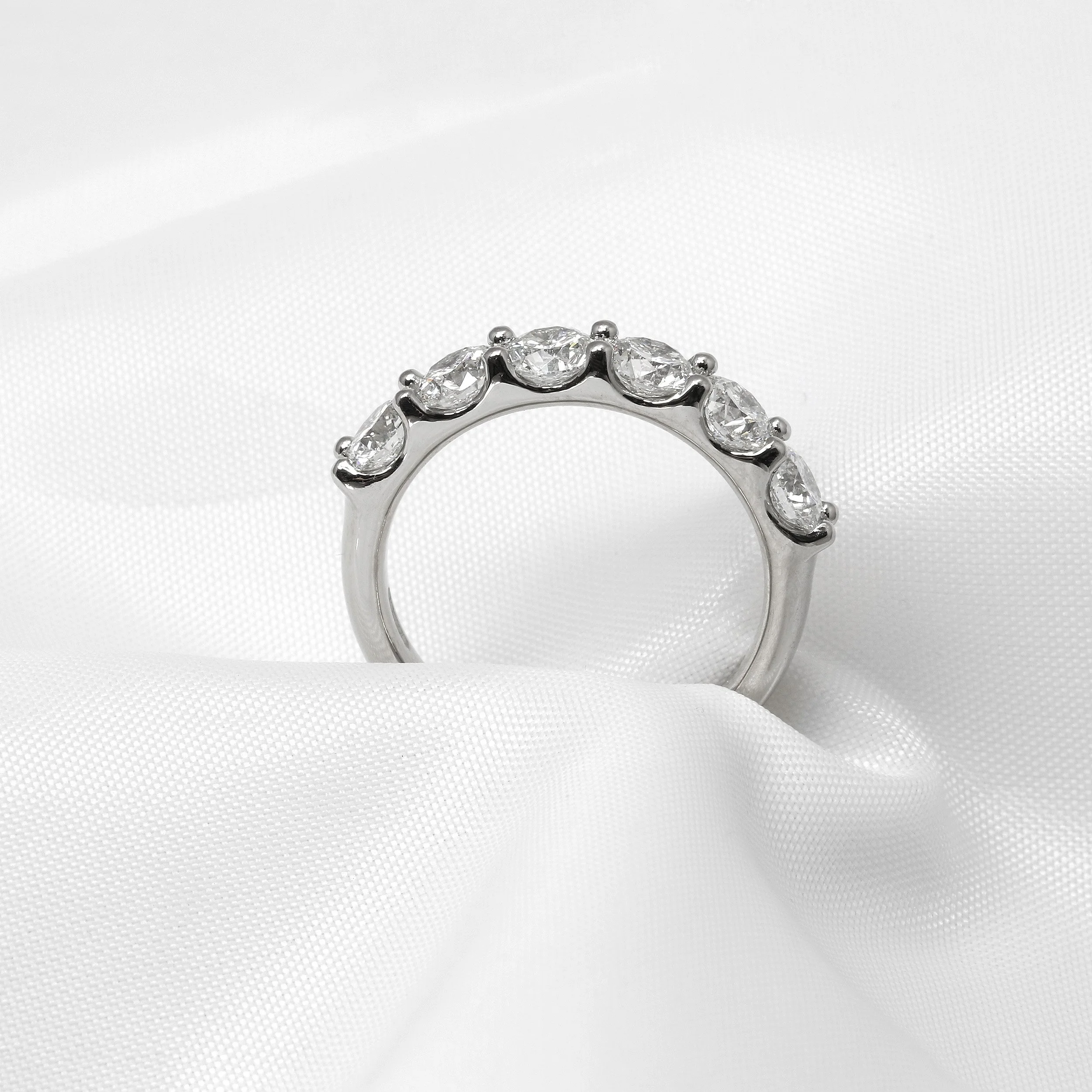 Diamond Six Stone Eternity Ring in a U Claw Setting