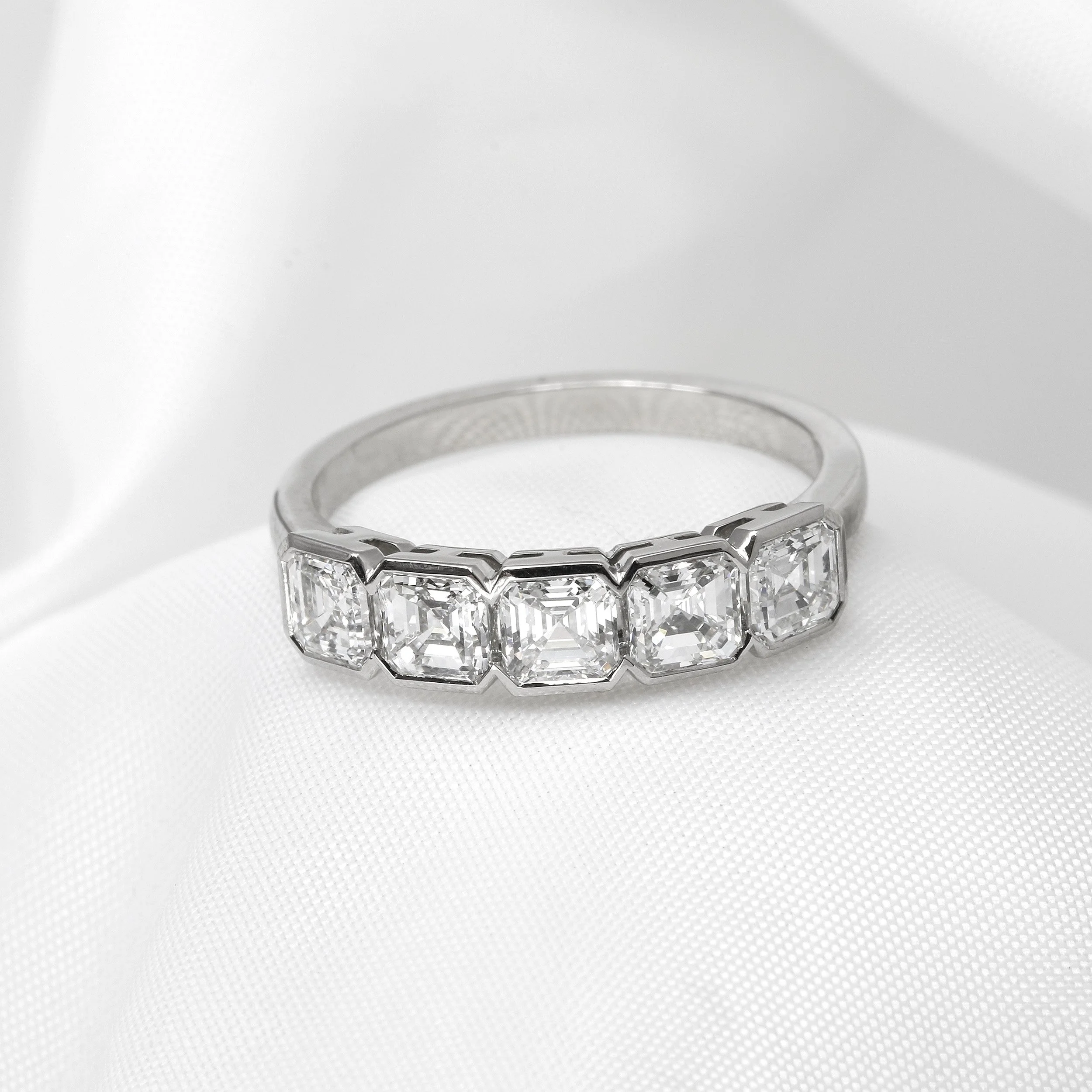 Asscher Cut Diamond Five Stone Ring in Platinum