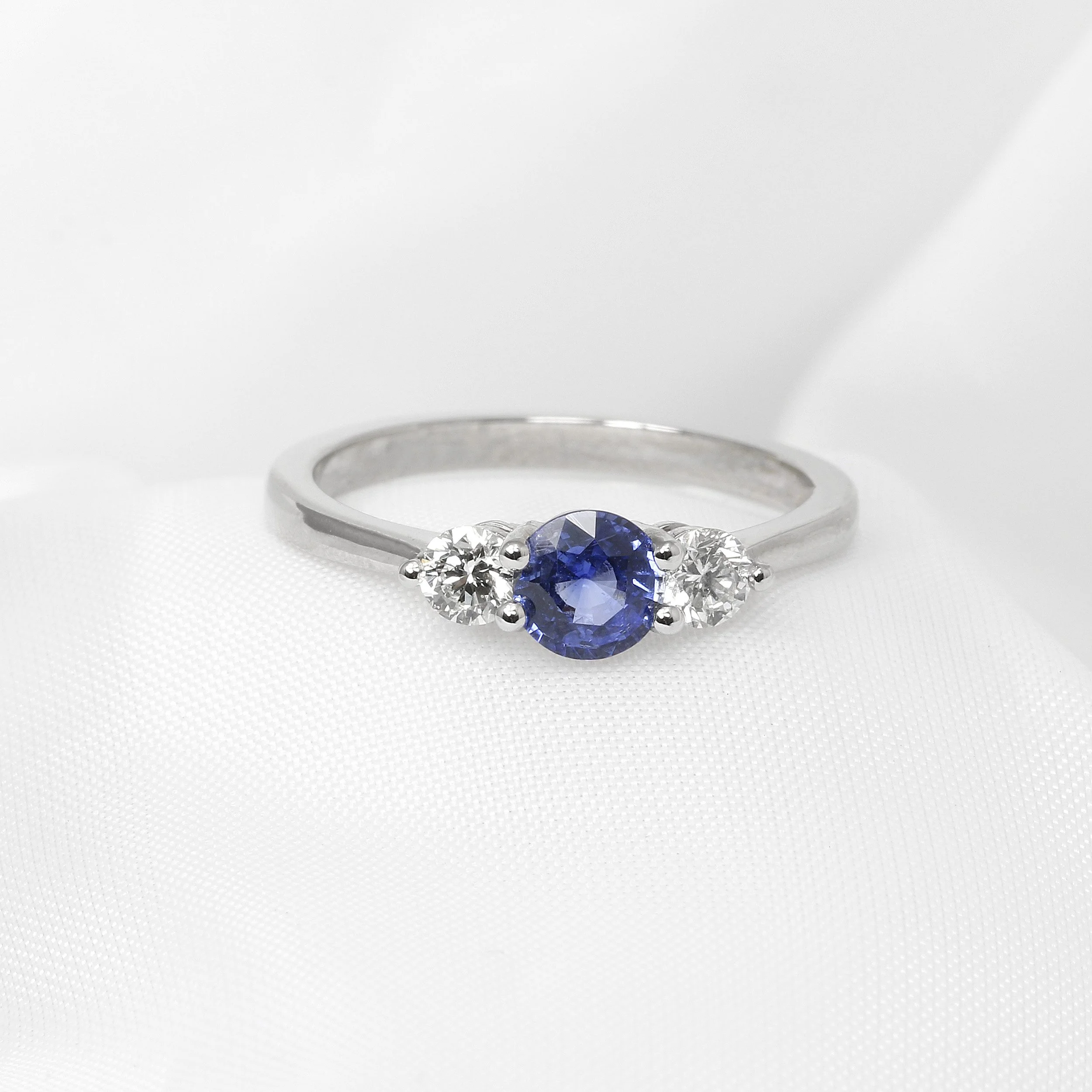  Sapphire and Diamond Three Stone Ring in Platinum £1,450.00 