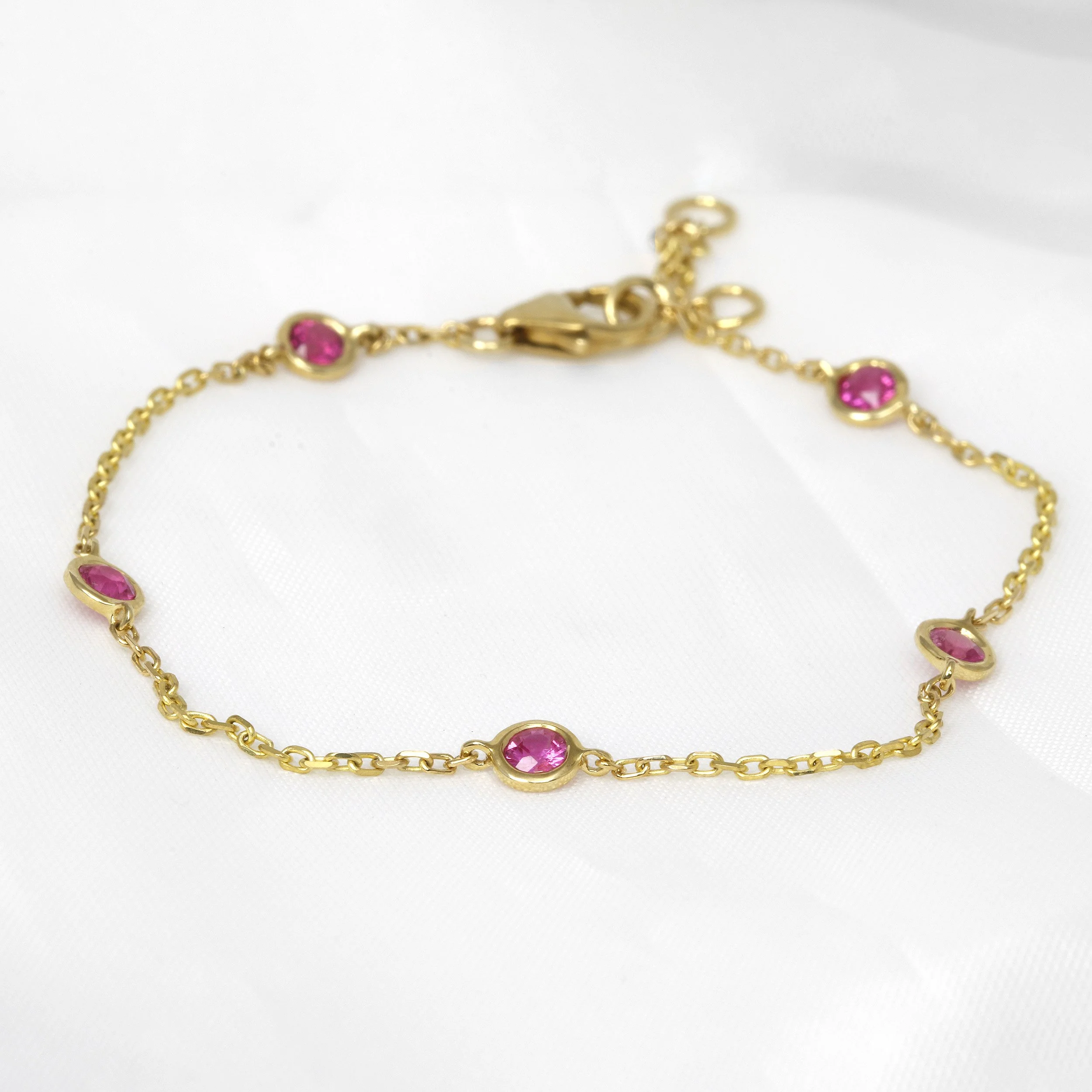  Pink Sapphire Station Bracelet in Yellow Gold £445.00 