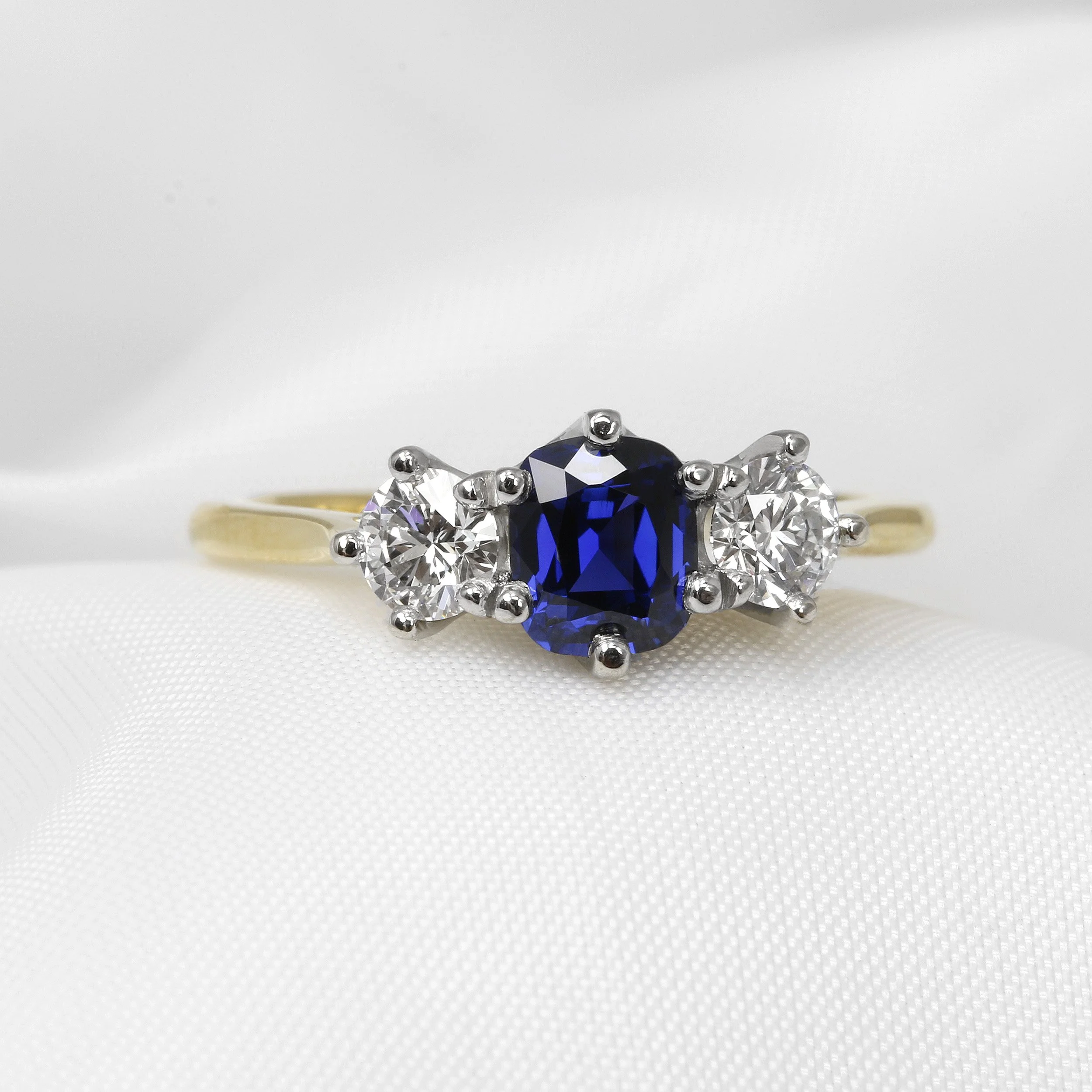  Timothy Roe Sapphire and Diamond Three Stone Ring in Platinum and Yellow Gold £2,495.00 