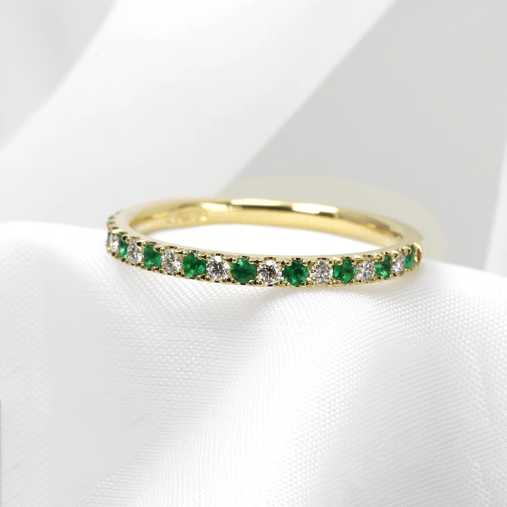 Emerald and Diamond Eternity Ring in Platinum — Timothy Roe