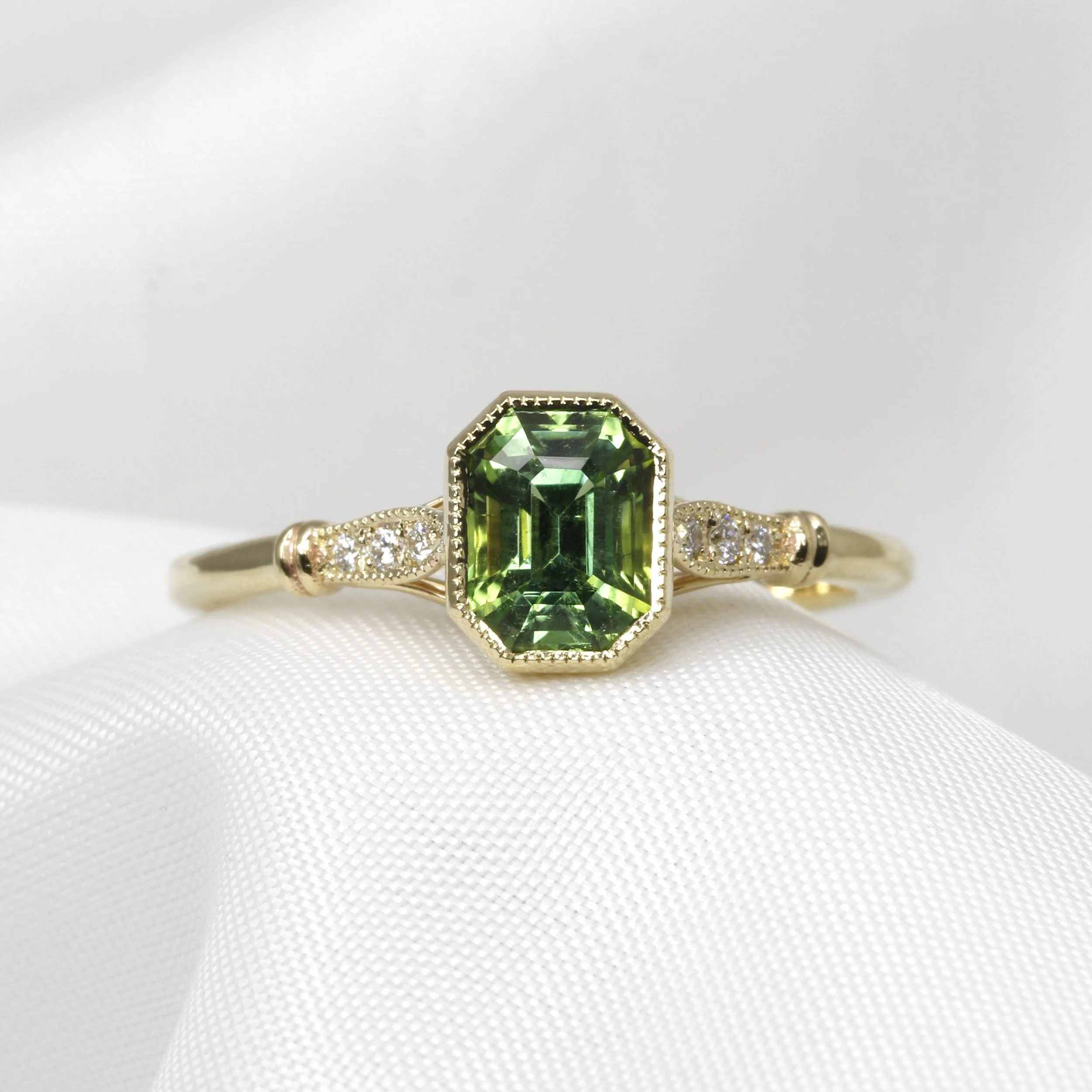 Tourmaline and Diamond Ring in 9ct Yellow Gold