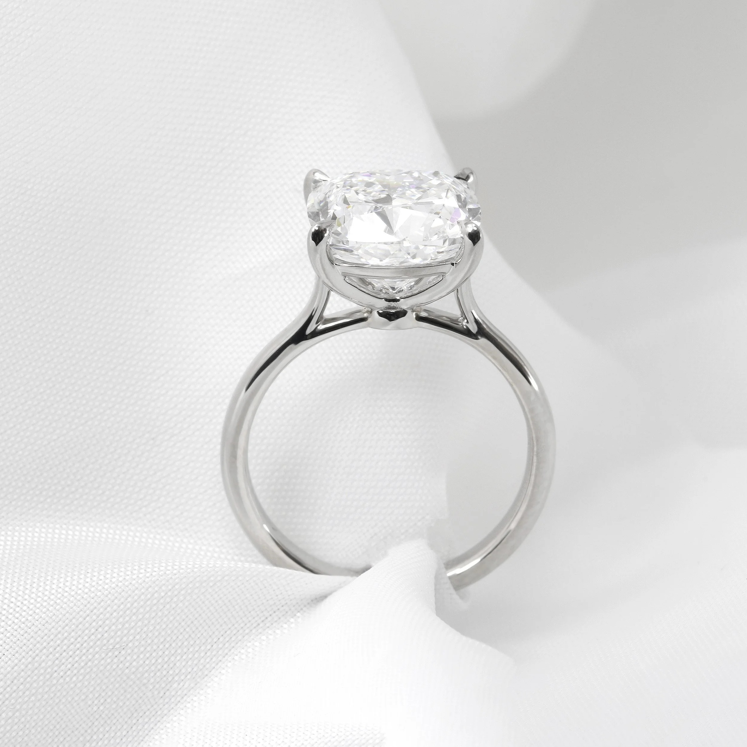 Lab-Created 5.09ct Cushion Cut Diamond in Platinum