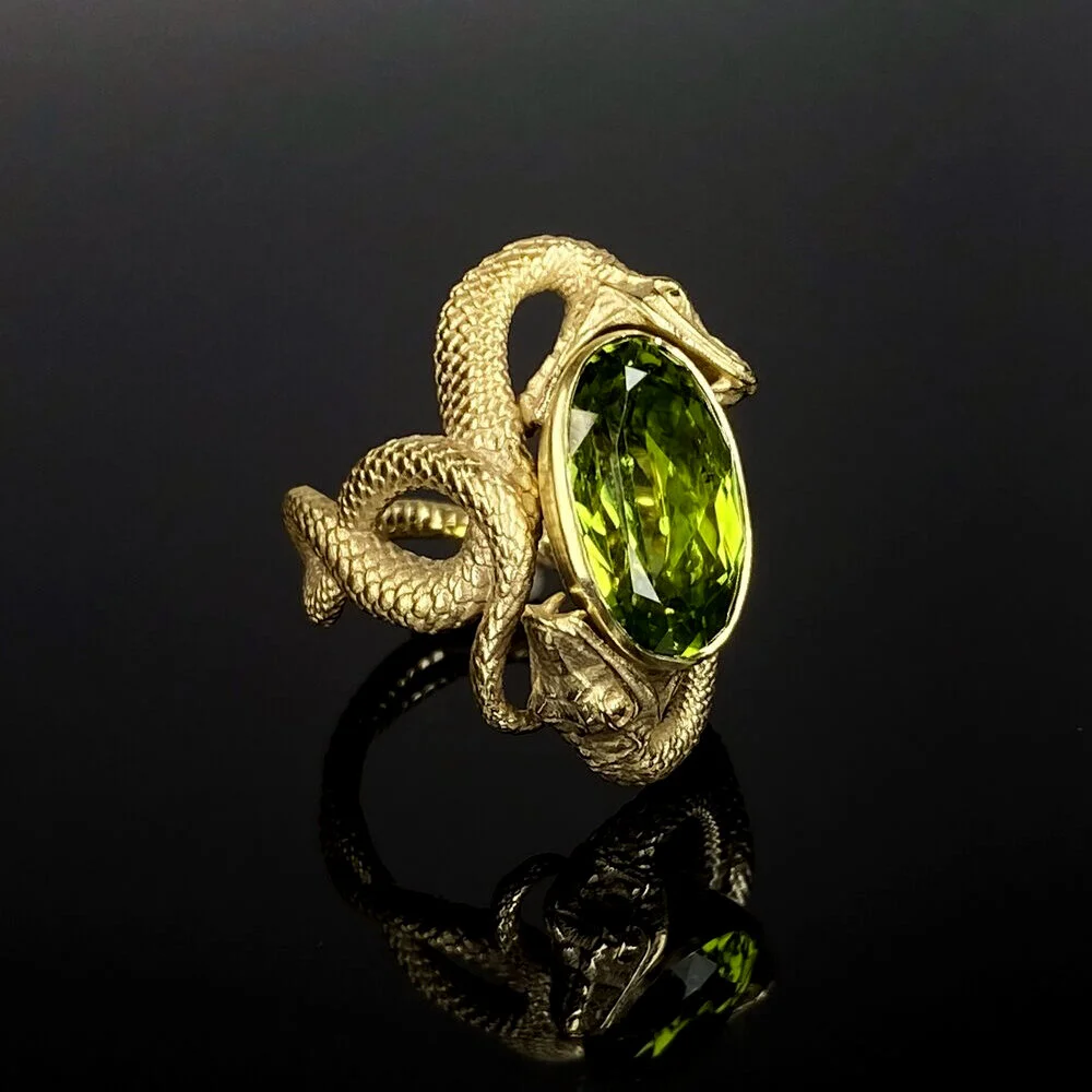  Bespoke Lalique inspired ring with peridot  