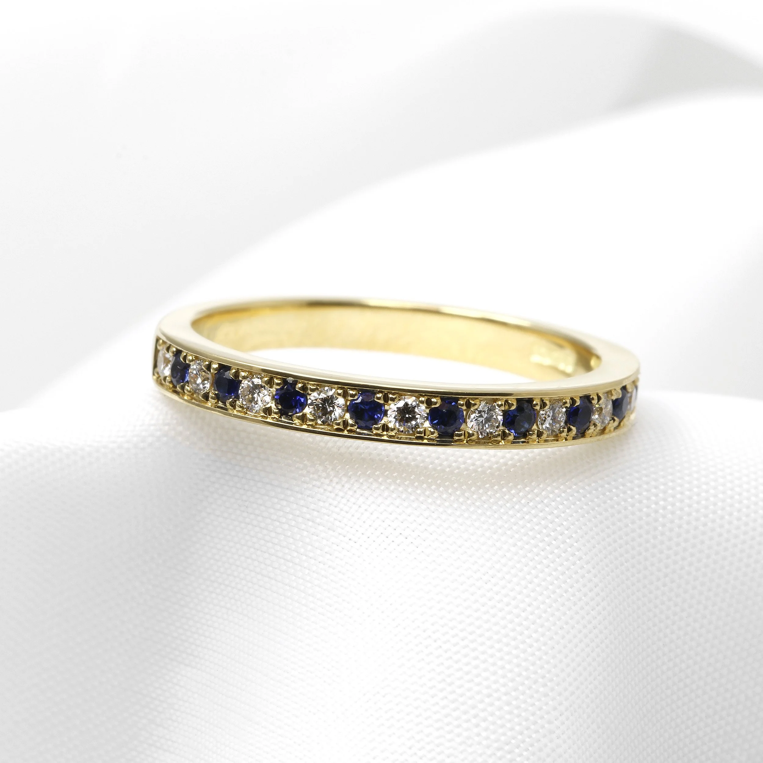 Sapphire and Diamond Grain Set Eternity Ring