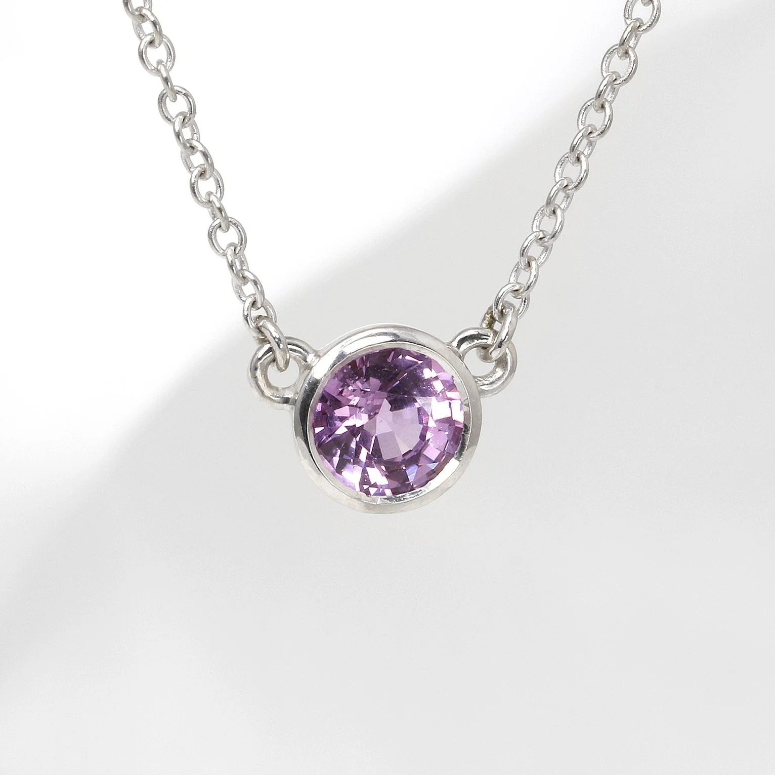  Pink Sapphire Pendant in 9ct White Gold £550.00 