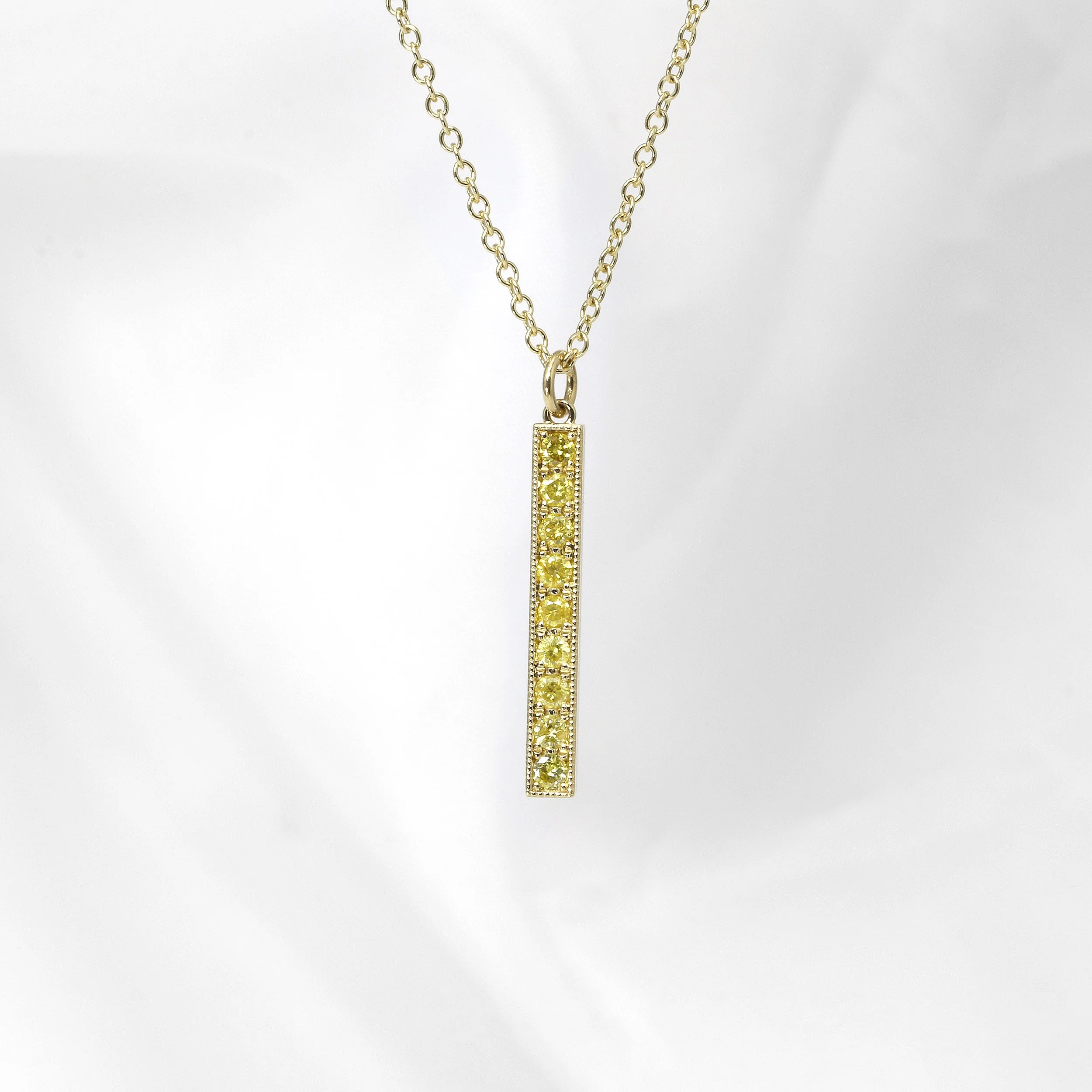 Yellow Diamond Bar Drop Pendant in 9ct Yellow Gold