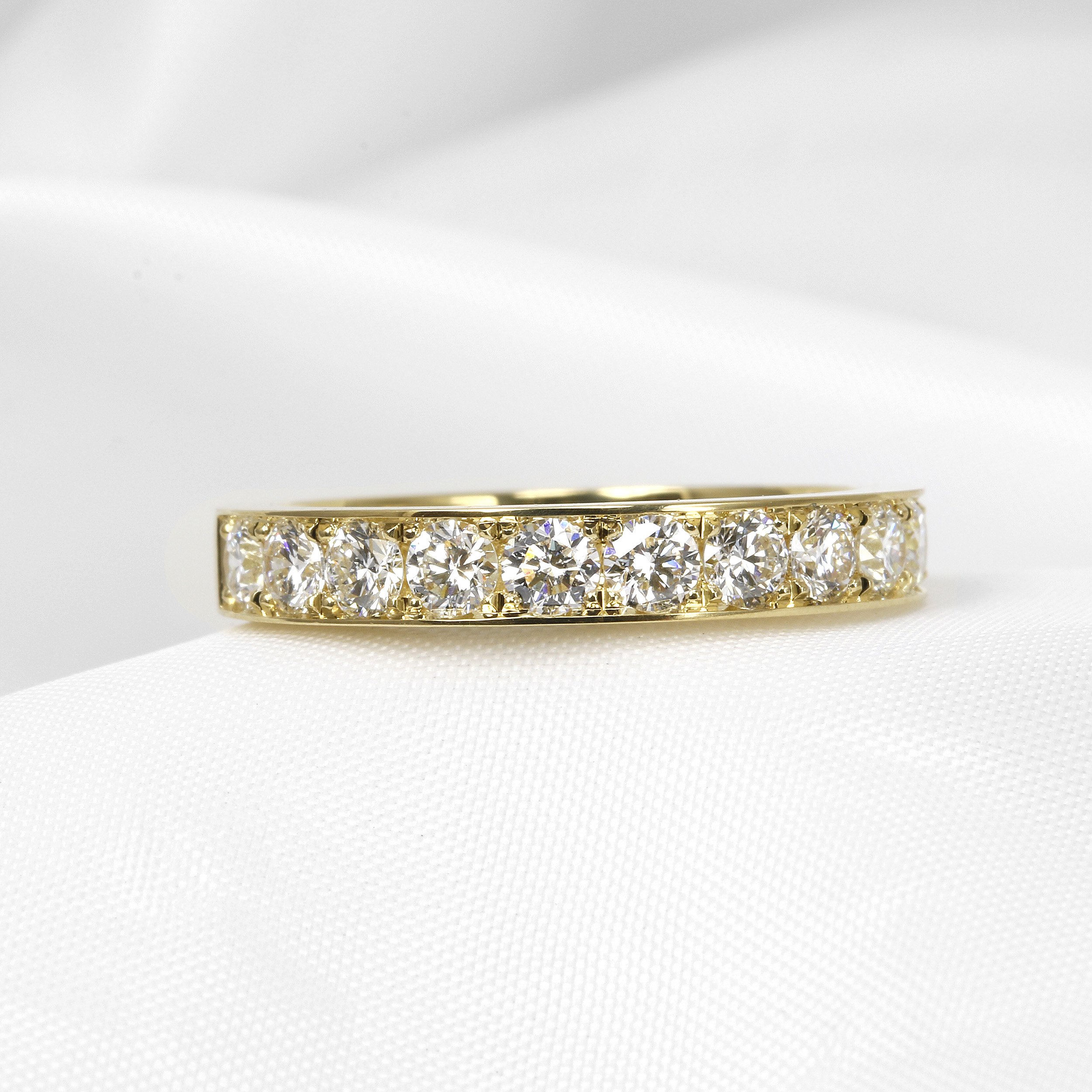 Diamond Grain Set Eternity Ring in 18ct Yellow Gold