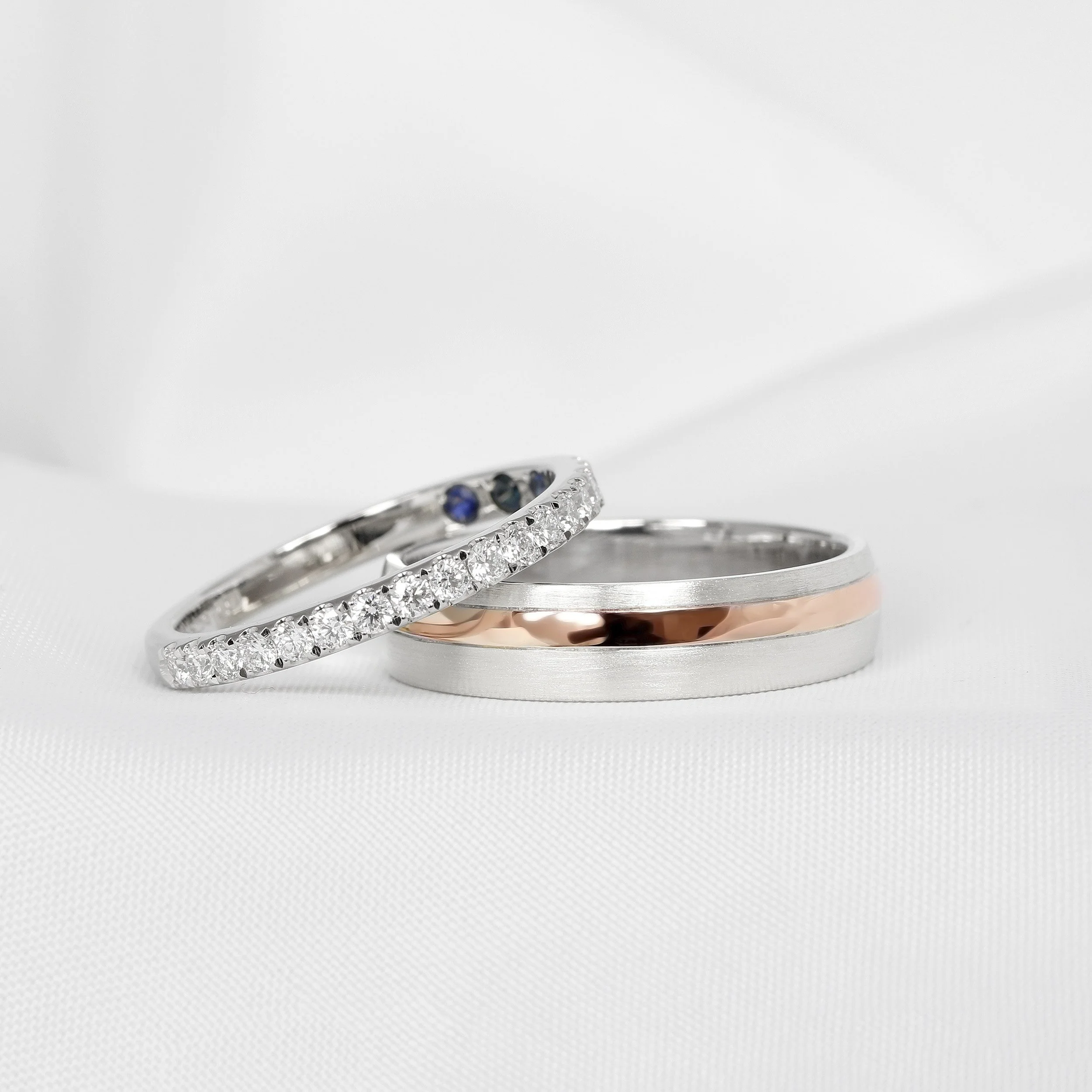  Wedding Rings in Mixed Metals and Stone Set 