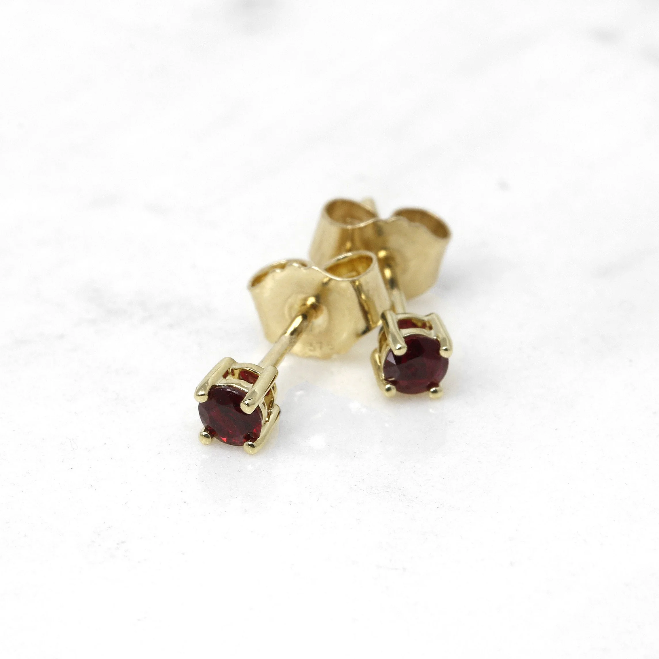 Ruby Solitaire Stud Earrings in Yellow Gold