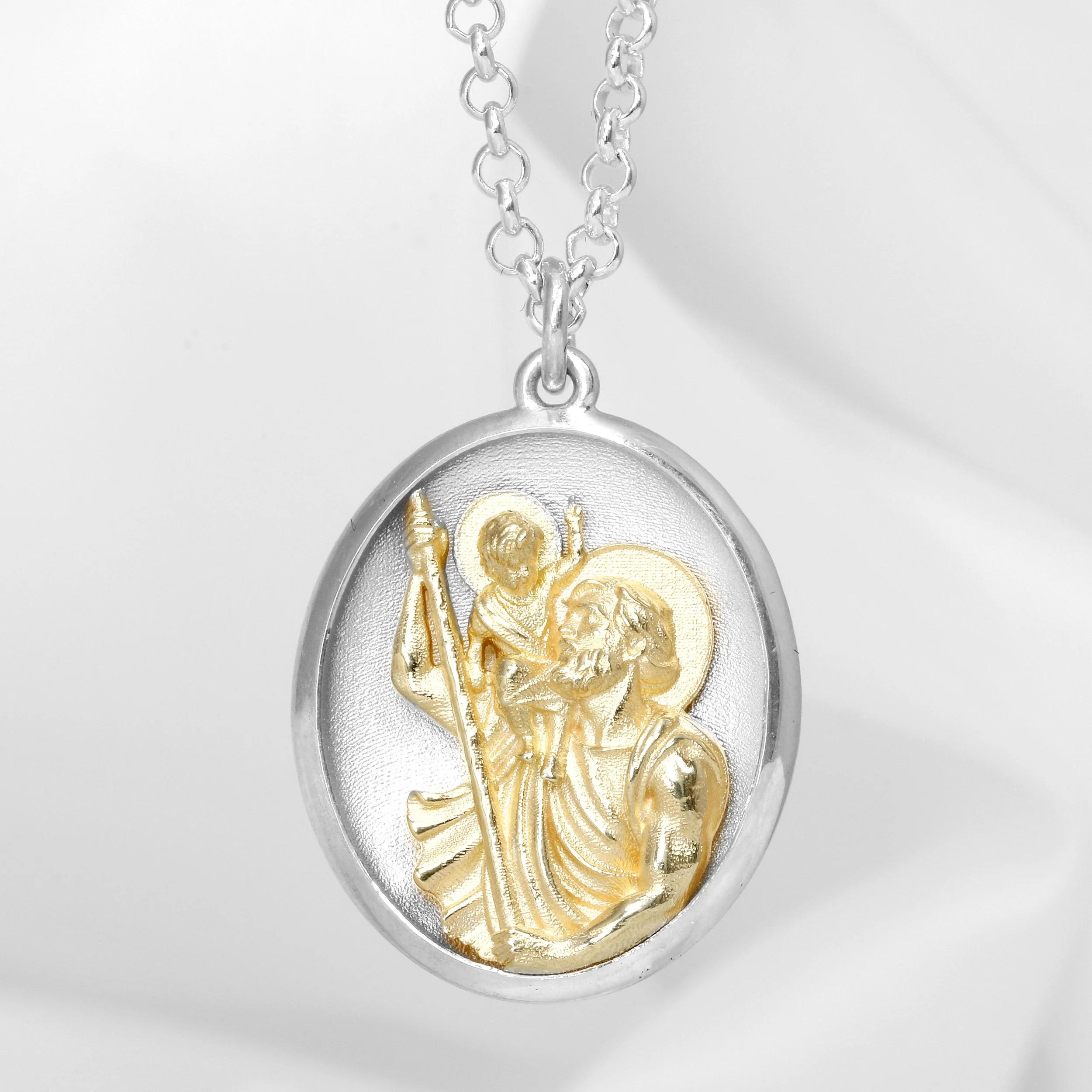  Bespoke Commission: St Christopher Pendant in 9 ct Yellow Gold and Silver  