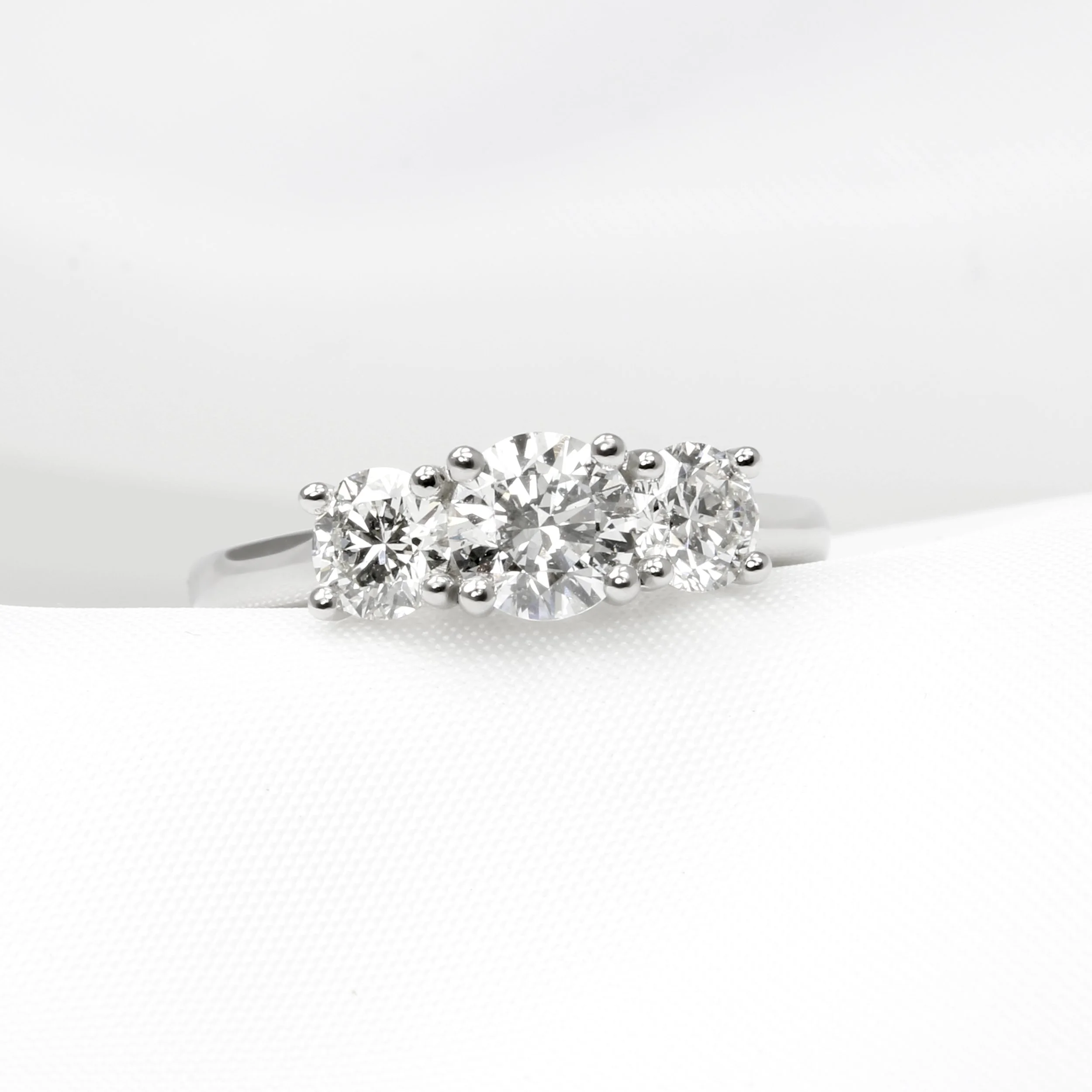  Three stone diamond ring on platinum  