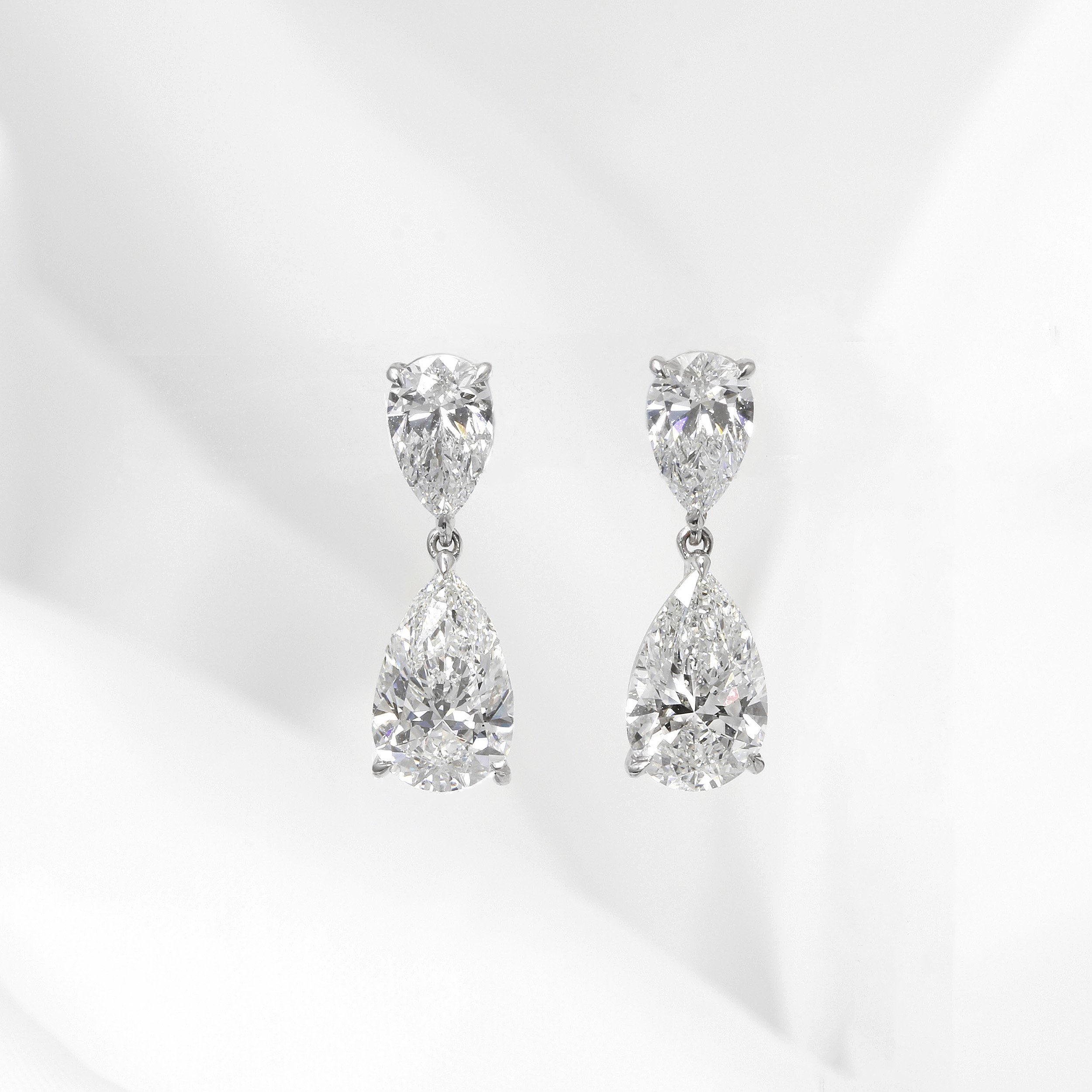 Lab Created Diamond Pear Drop Earrings in 18ct White Gold
