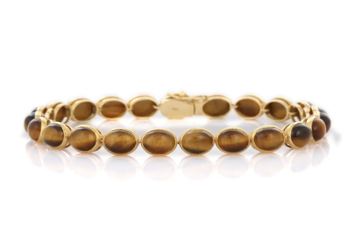 Tiger’s Eye Inspiration: Tiger’s Eye Tennis Bracelet in Yellow Gold