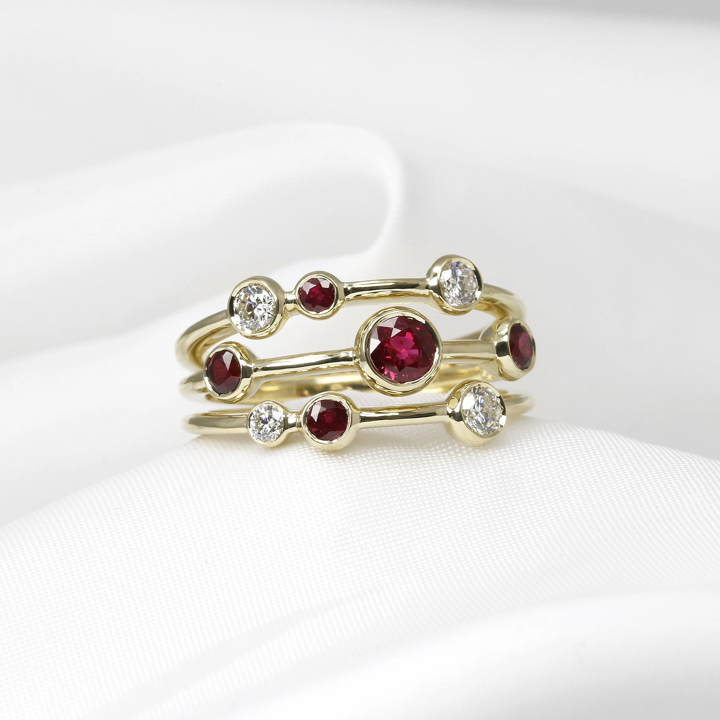  Ruby and Diamond Multi-Band Ring in Yellow Gold £2,925.00 