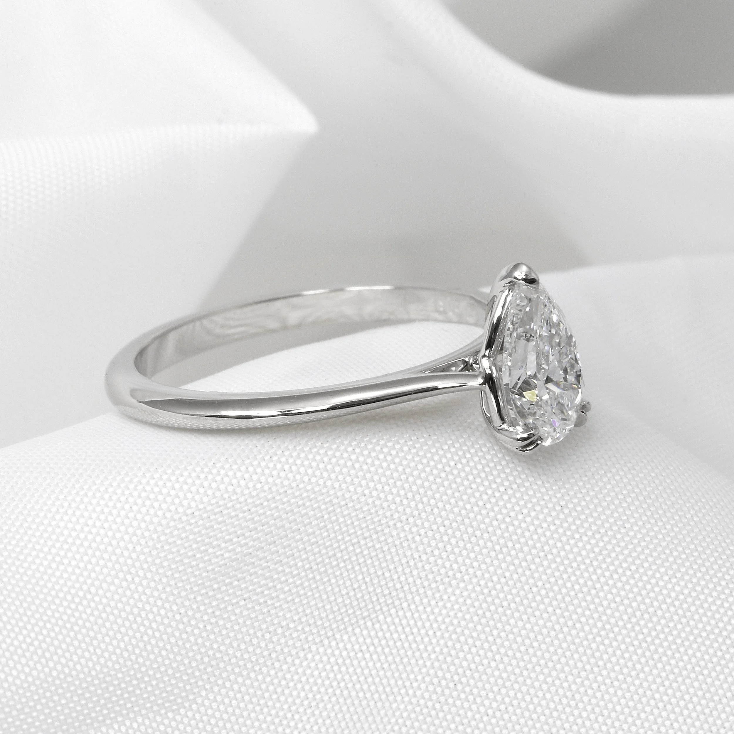 .00ct Laboratory Created Pear Shaped Diamond Ring in Platinum