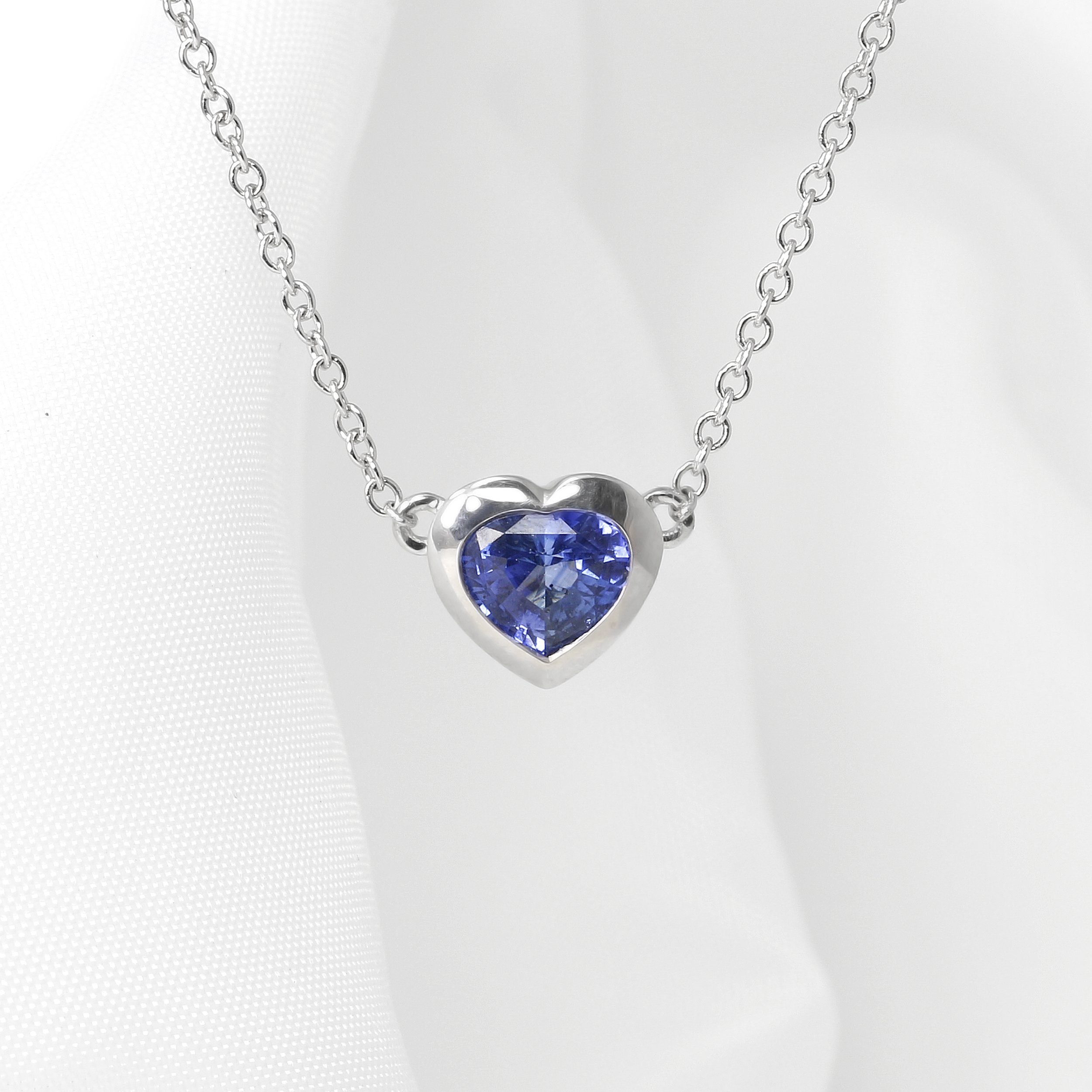  Heart Shaped Sapphire Necklace in White Gold £795.00 