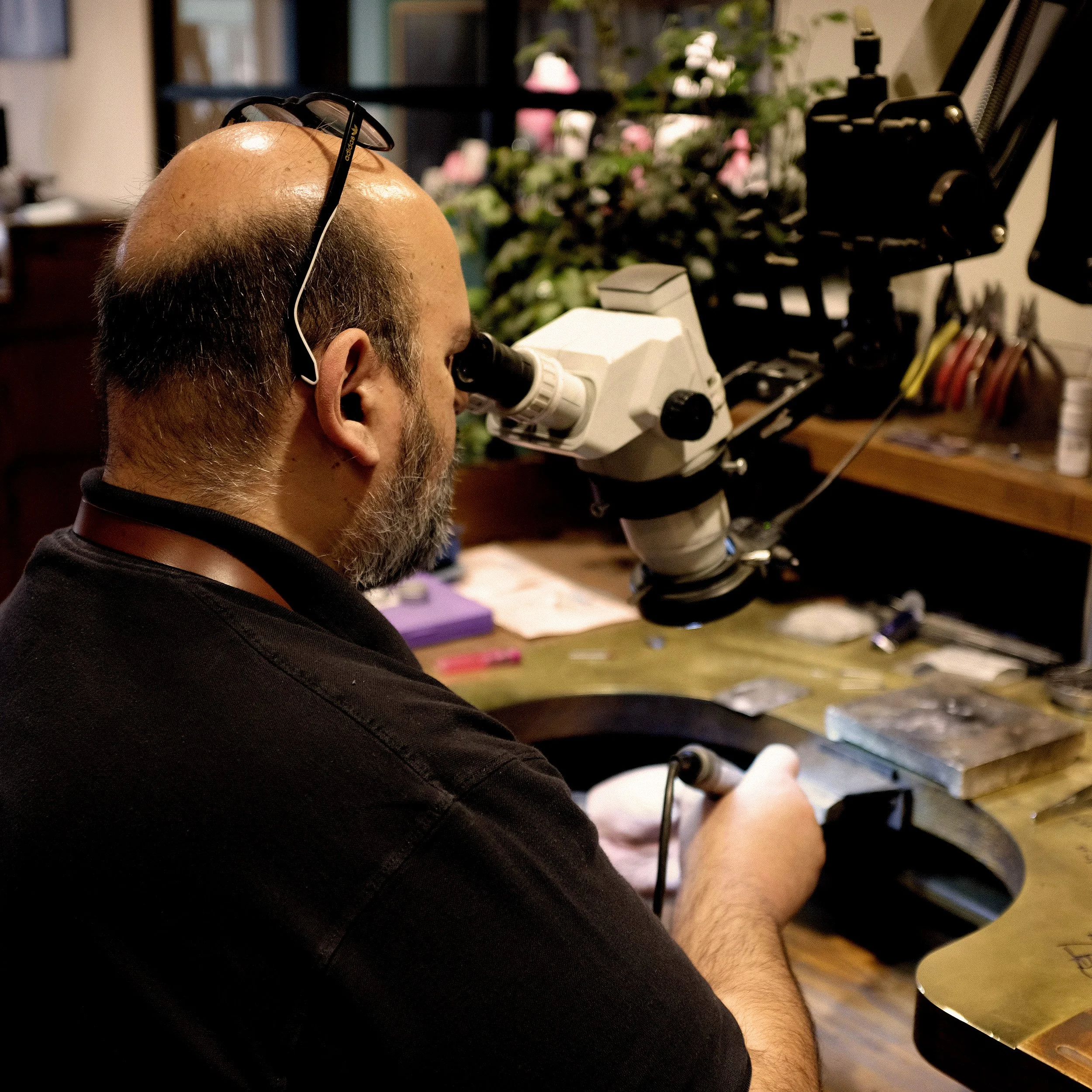  Dimitrios polishing at his bench 