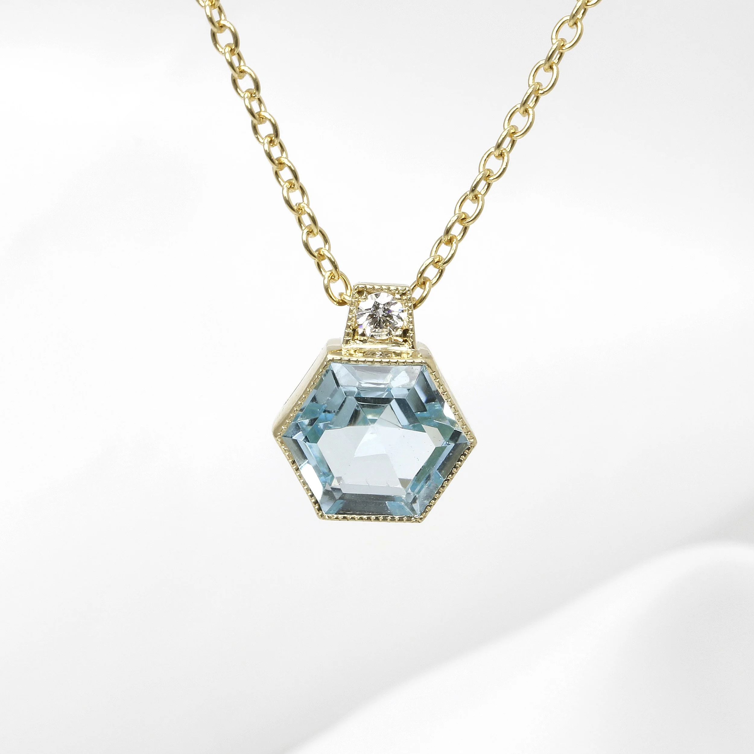 Hexagonal Topaz Pendant in 9ct Yellow Gold
