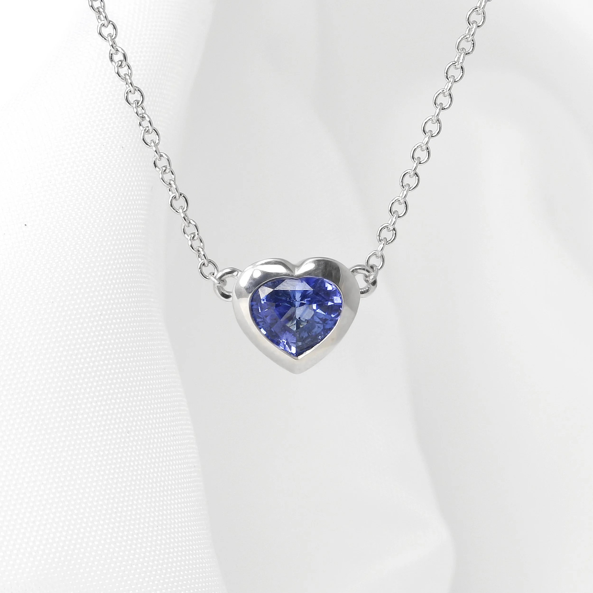  Heart Shaped Sapphire Necklace in White Gold £795.00 