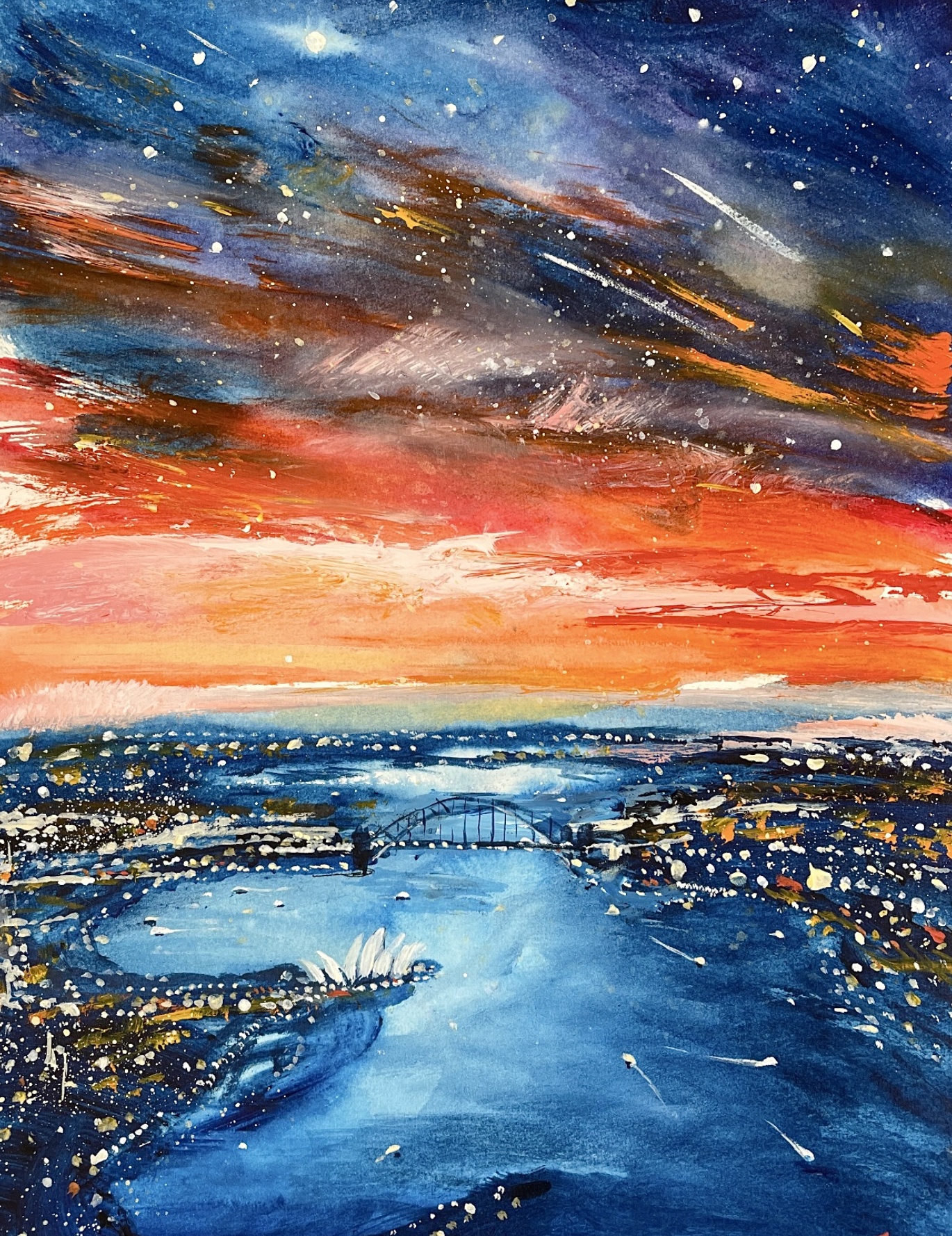 SOLD - "Keep your ideals high, the sky belongs to no one" - $1,500.00 + GST & Shipping
A3 acrylic on paper