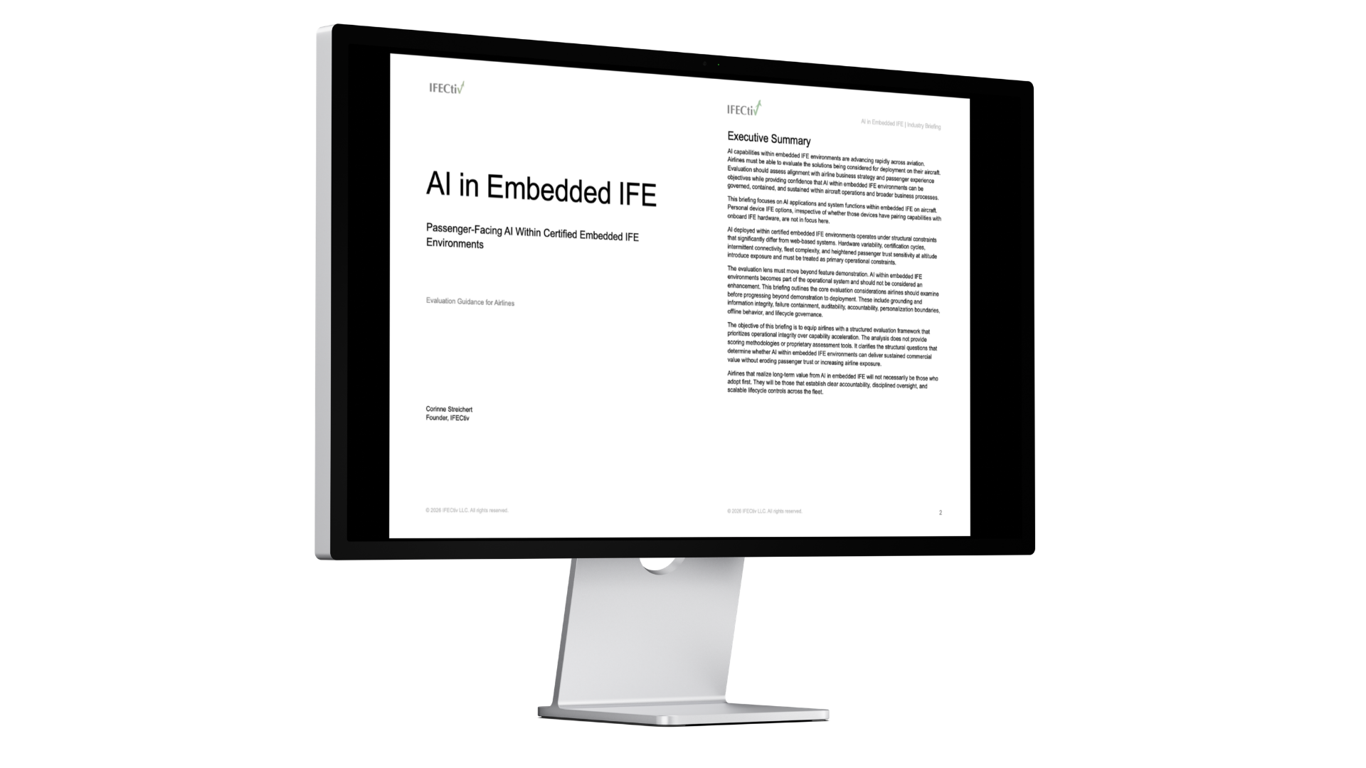 Briefing displayed on standalone computer monitor