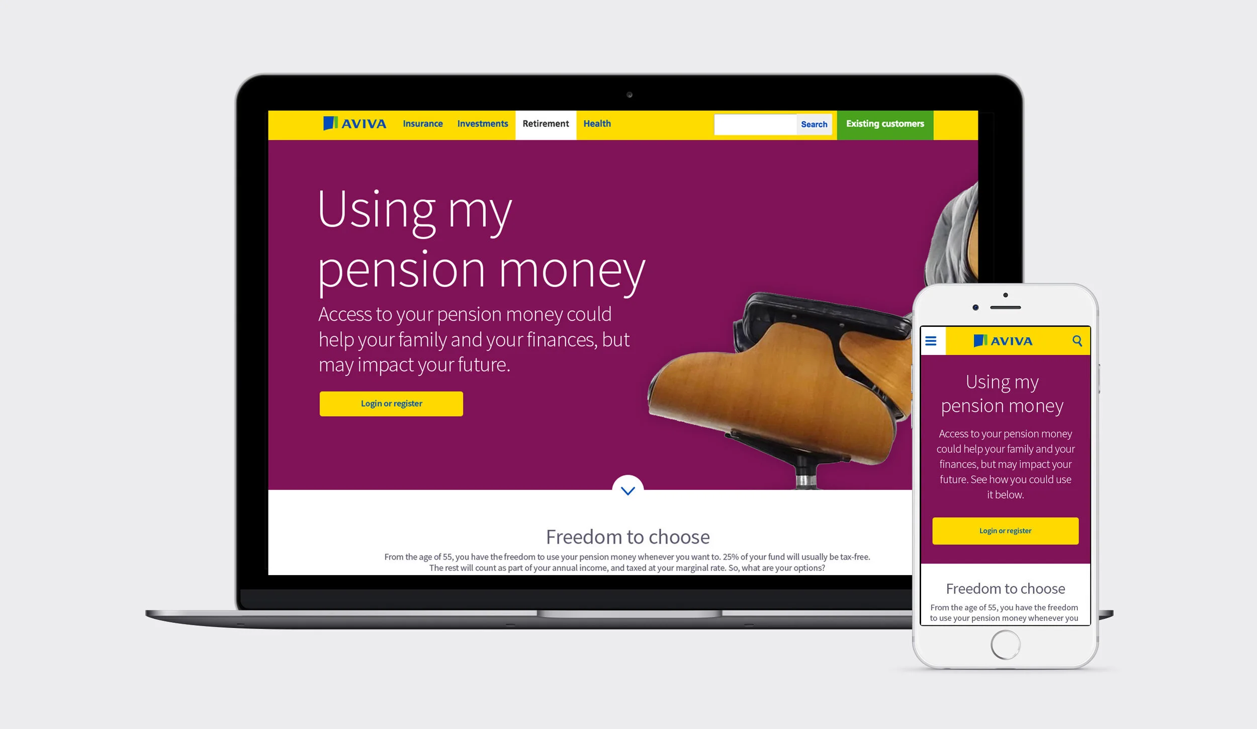 Aviva Pensions & Retirement - Landing pages