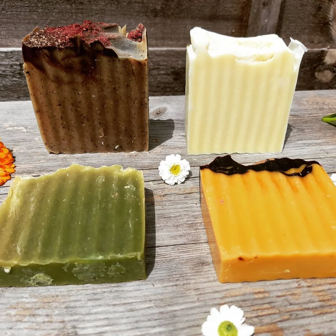 I've come a long way in my learning and creating.
Herb garden Everyday soap 
The Sensual face &amp;Body wash
Coco Rose body wash
Lavender &amp;coffee body scrub
Honey &amp;Oat scrub bar
The ultimate face &amp; Body wash

Each bar is full of herbal go