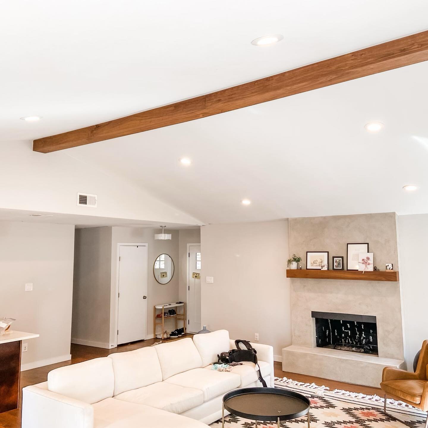After making these clients a walnut mantle, they decided to have me back to do a custom beam. I am really happy they did!